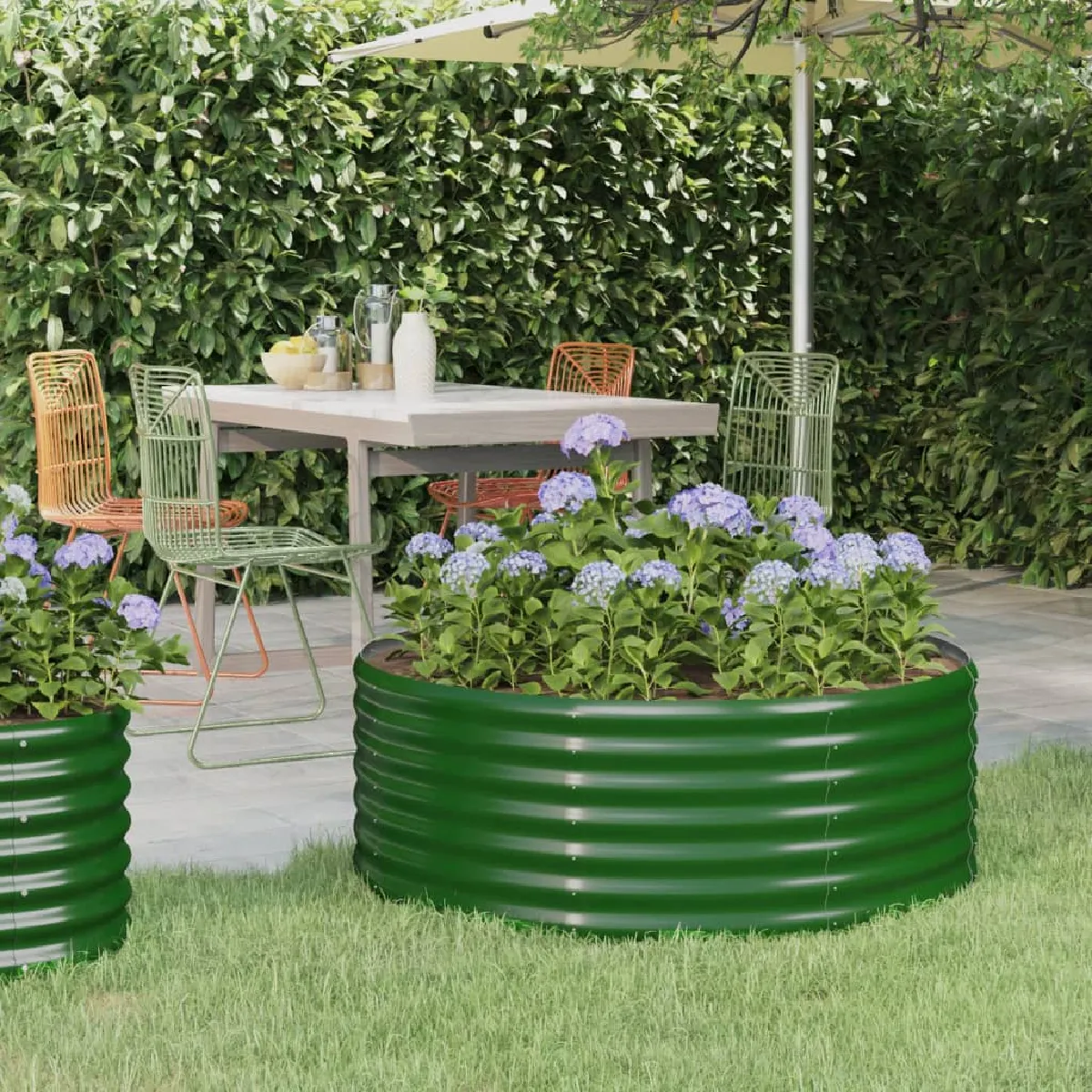 vidaXL Lit Surélevé de Jardin Pot à Fleurs Boîte à Plantes Lit Surélevé Patio Terrasse Extérieur Acier Enduit de 318983 - vue 2