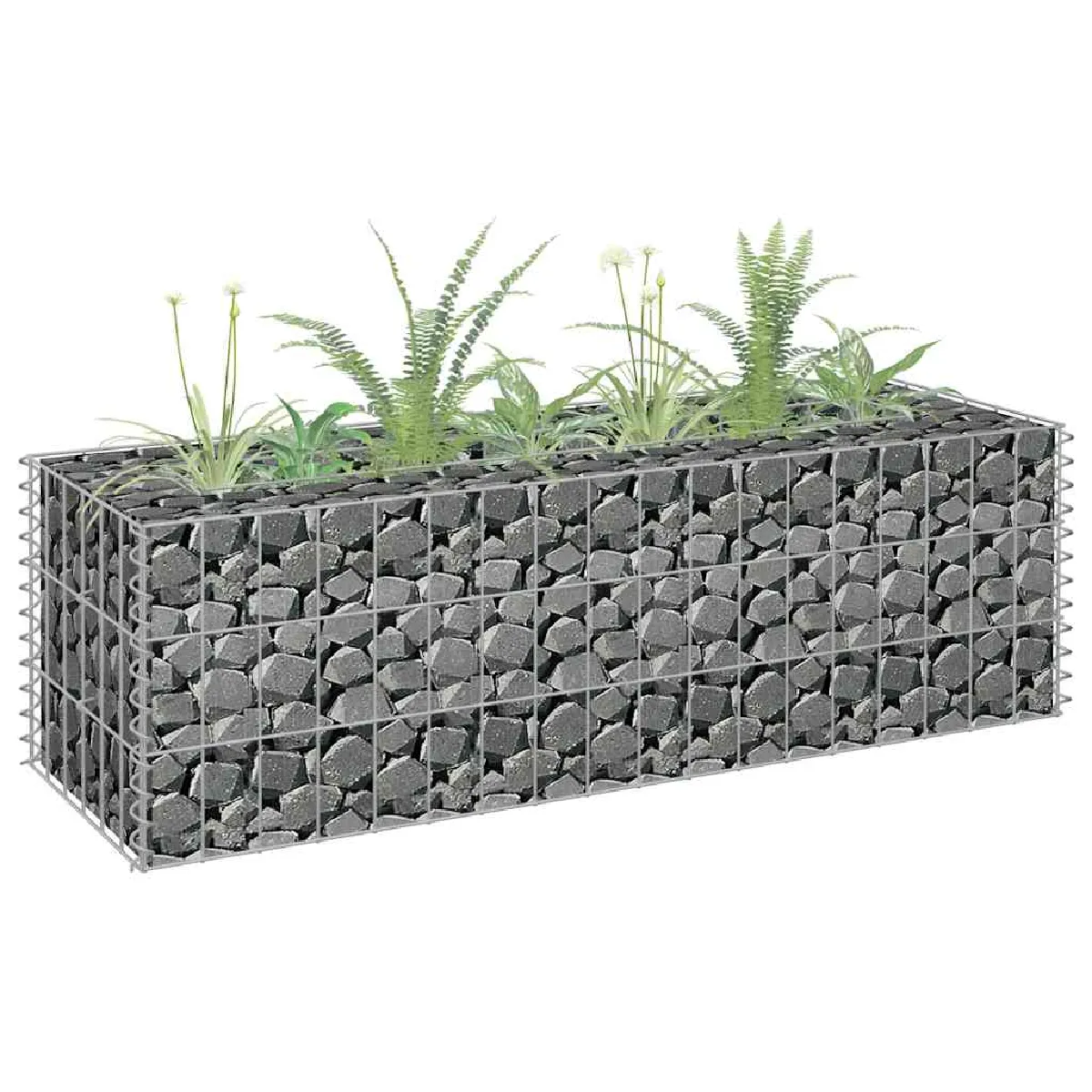 vidaXL Lit Surélevé à Gabion Parterre de Fleurs Plantes Jardin Terrasse Extérieur Arrière cour Jardinière Acier Galvanisé 145629 - vue 2
