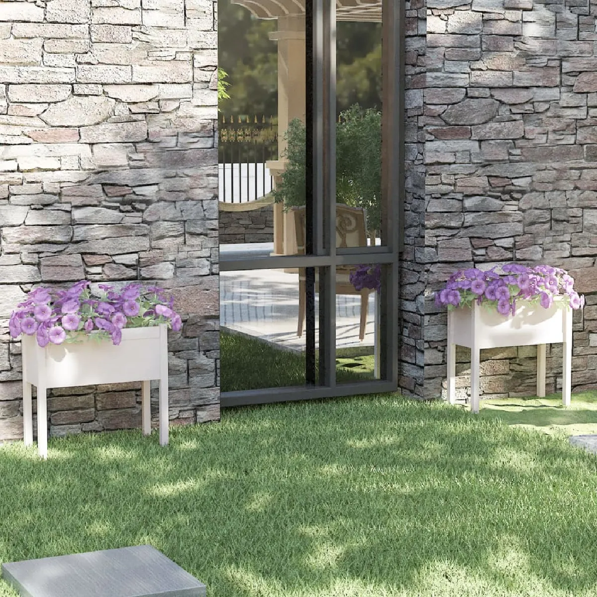 VIDAXL - Jardinière - Bois de Pin Massif - 70x31x70 cm - Blanc - Image 2