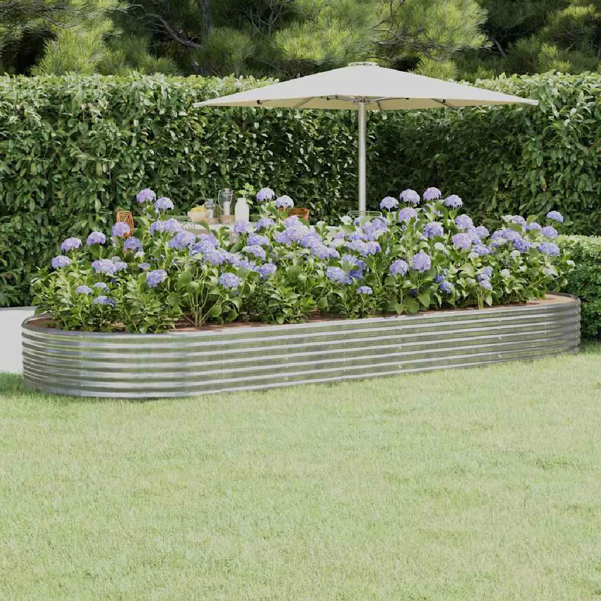 Non Communiqué Argent Vidaxl Lit Surélevé De Jardin Acier Enduit De Poudre É319037 - Image 3