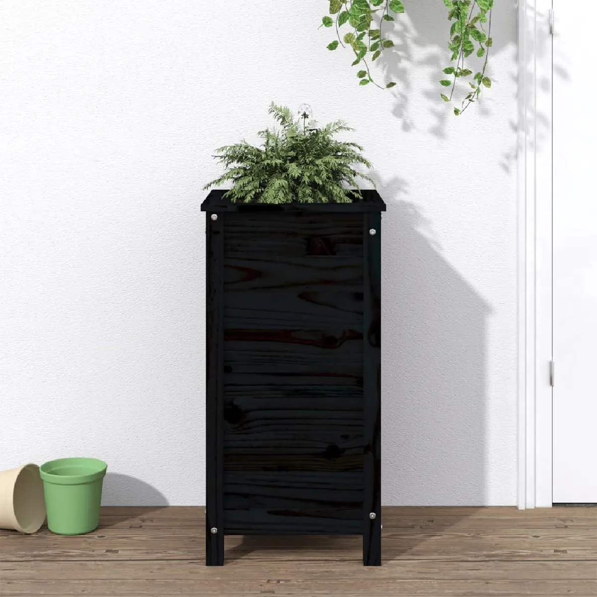 VIDAXL - Jardinière - Bois massif de pin - 40x40x78 cm - Noir - Image 3