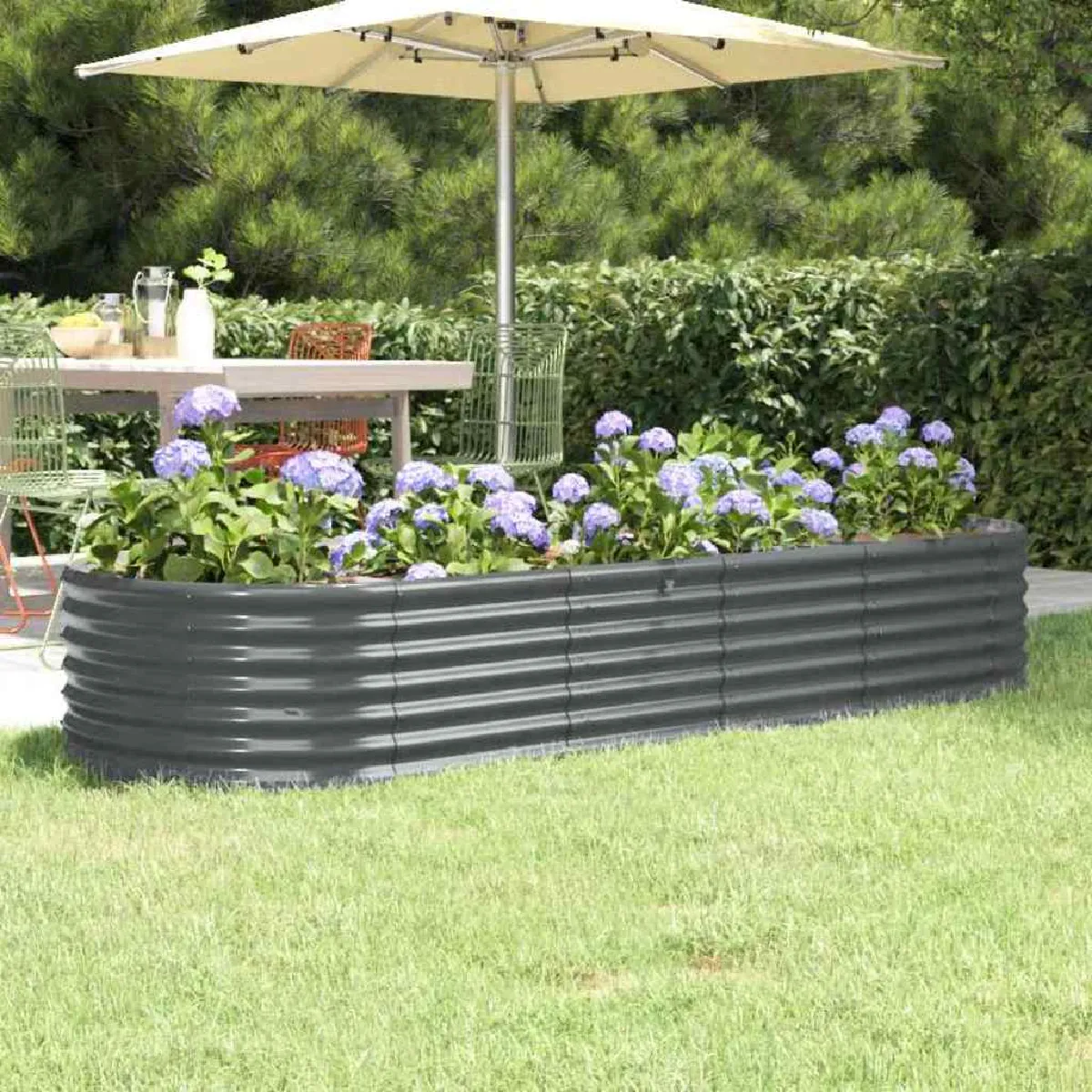 Non Communiqué Gris Lit Surélevé De Jardin Acier Enduit De Poudre Anthracite - Image 3