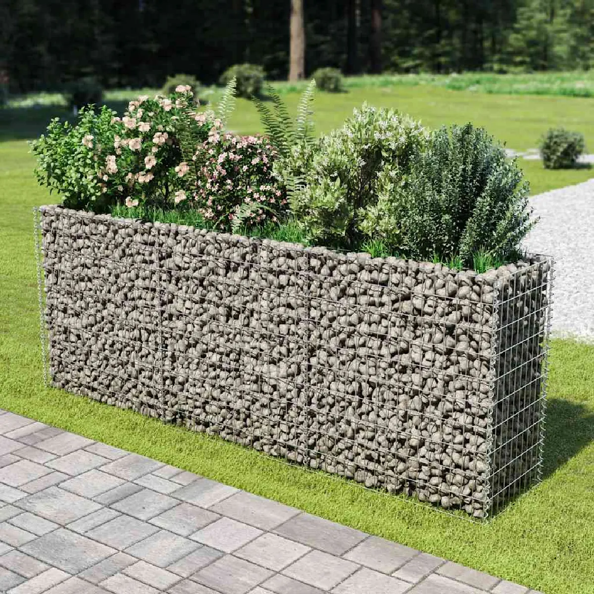 Vidaxl Lit Surélevé à Gabion Acier Galvanisé Argenté 270x50x100 cm Jardinière 143562