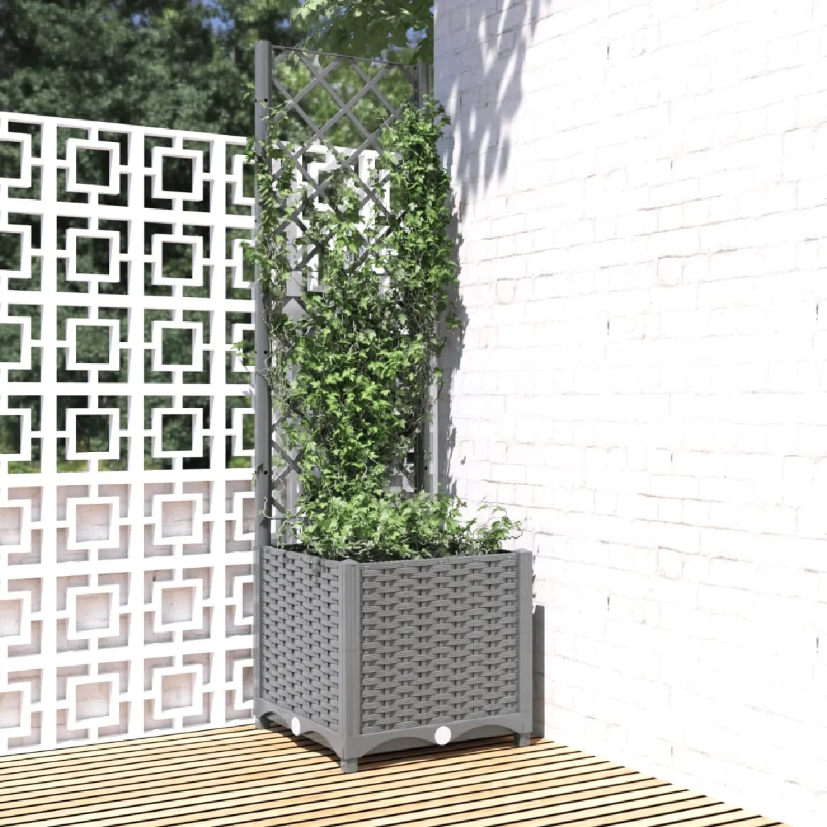 vidaXL Jardinière avec treillis