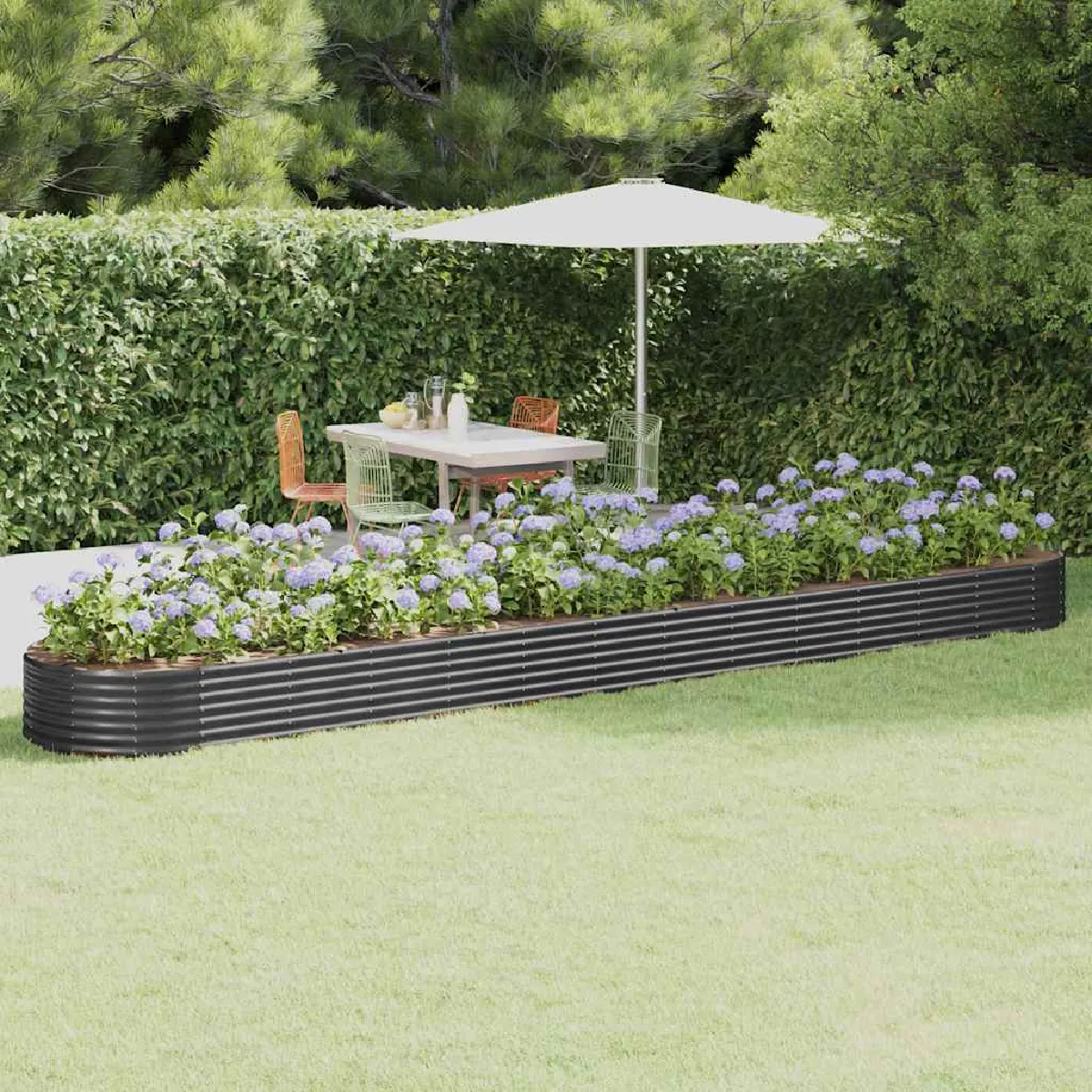 vidaXL Lit Surélevé de Jardin Pot à Fleurs Boîte à Plantes Lit Surélevé Patio Terrasse Extérieur Acier Enduit de 319016 - vue 2