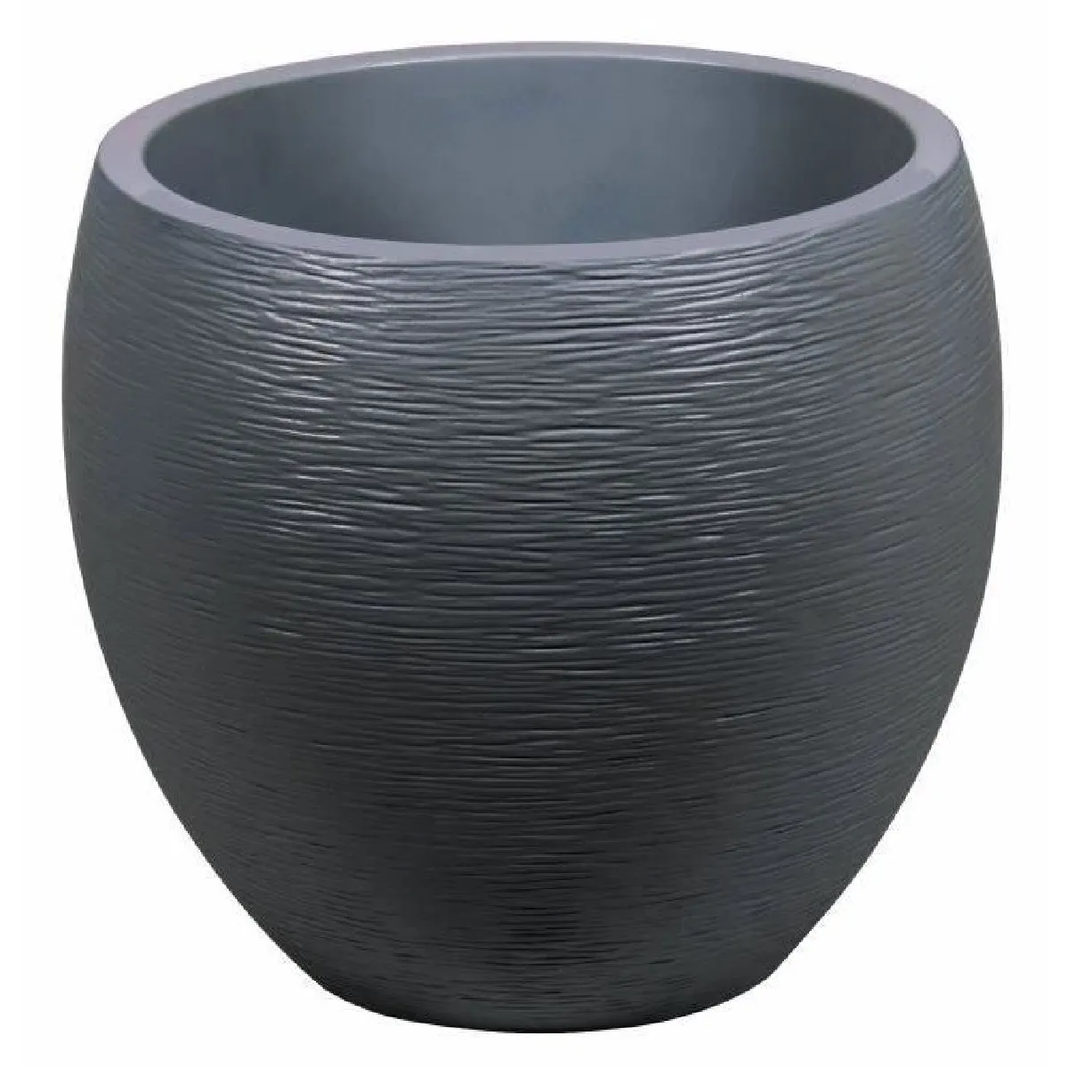 Eda Plastiques Gris Pot De Fleurs Rond Extérieur