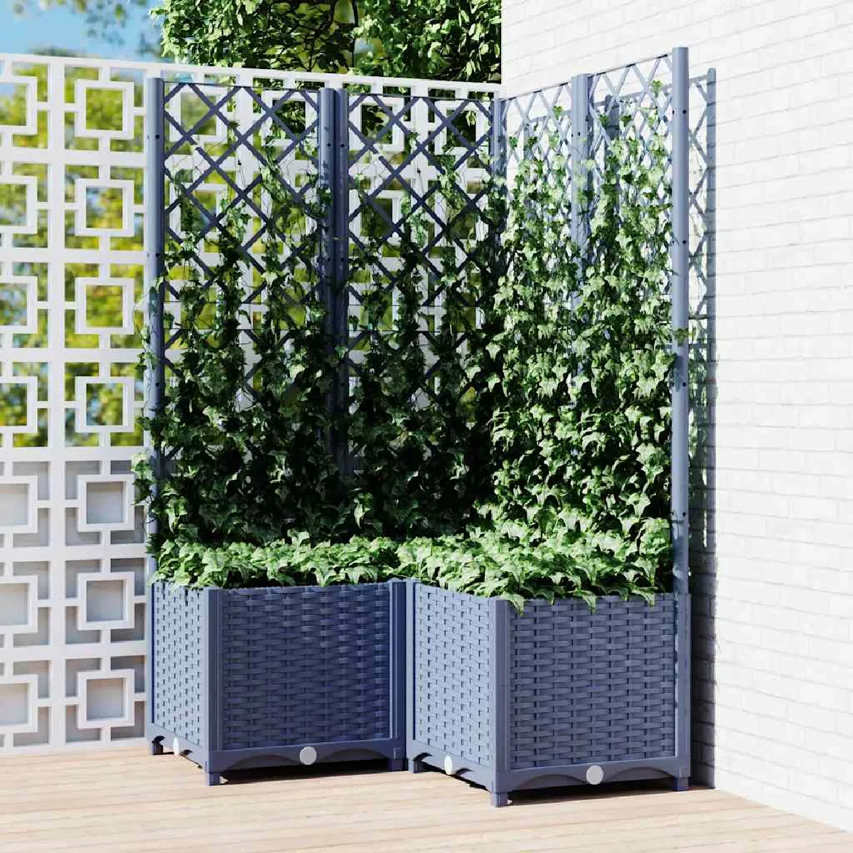 vidaXL Jardinière avec treillis 80x80x136 cm PP - vue 3