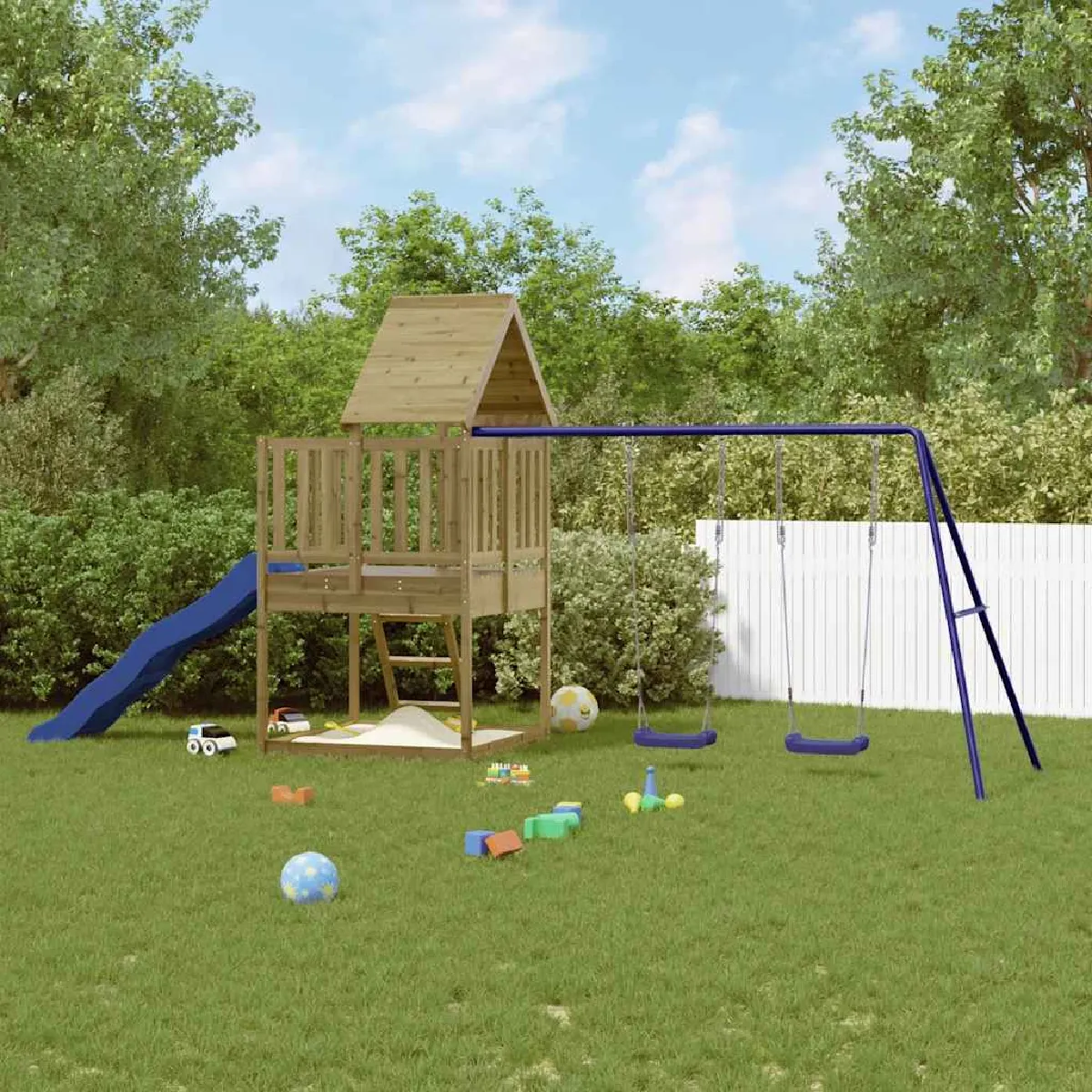 vidaXL Aire de jeux d'extérieur Bois de Pin Imprégné - vue 3