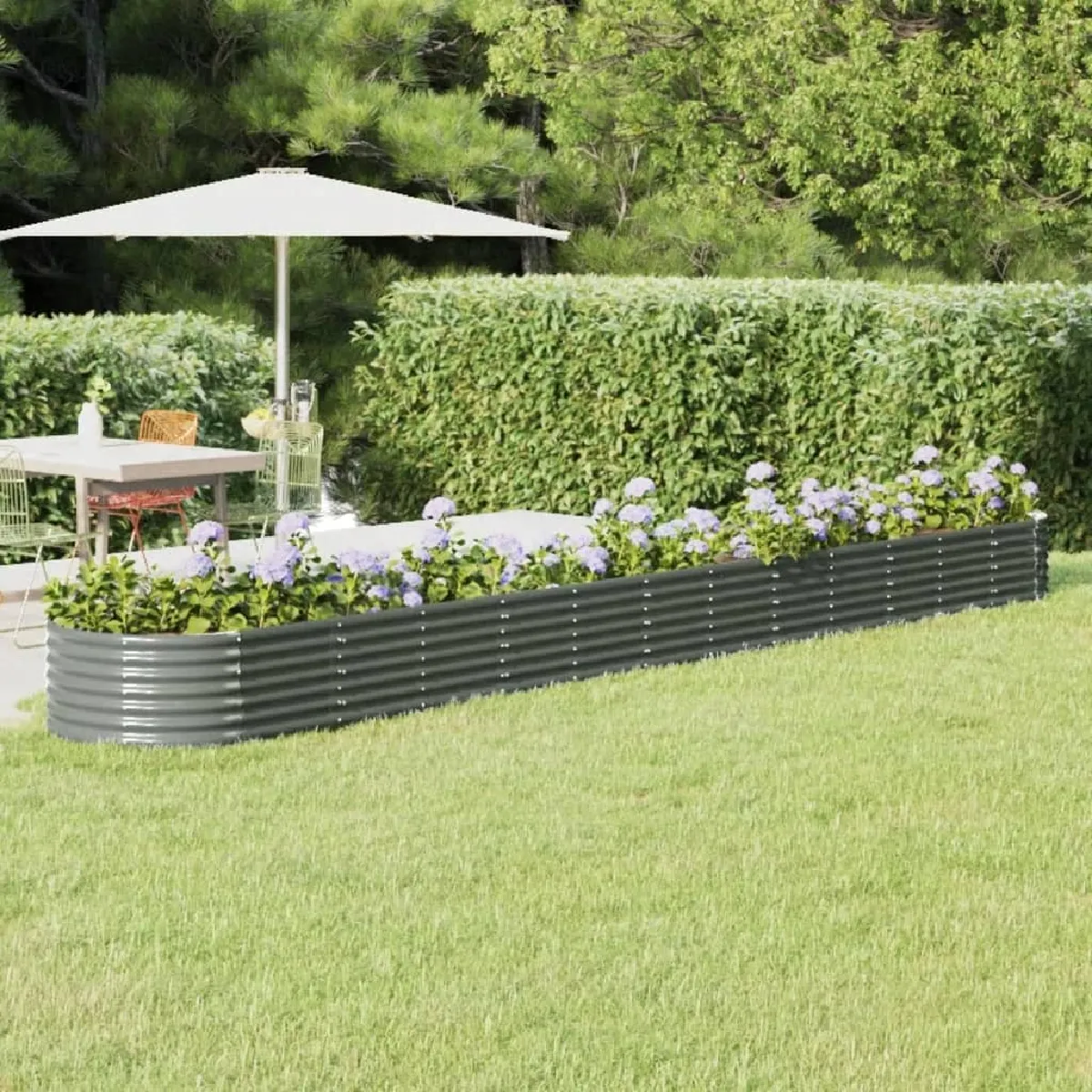 vidaXL Lit Surélevé de Jardin Pot à Fleurs Boîte à Plantes Lit Surélevé Patio Terrasse Extérieur Acier Enduit de 318908 - vue 2