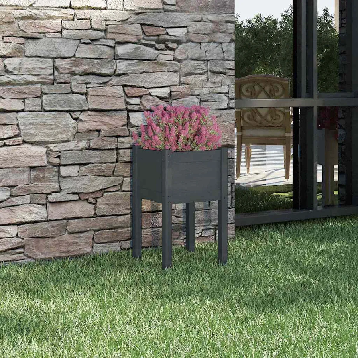 Vidaxl Gris Jardinière D Extérieur 40X40x70 Cm Bois De Pin Massif - Image 2