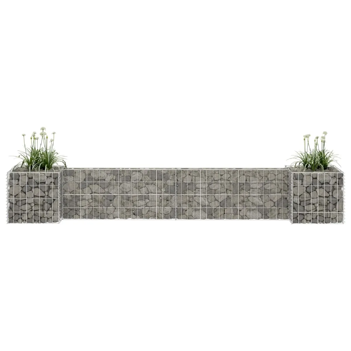 vidaXL Jardinière à Gabion en H Panier de Gabion Parterre Surélevé de Fleurs Plantes Jardin Terrasse Extérieur Fil d'Acier 145658 - vue 2