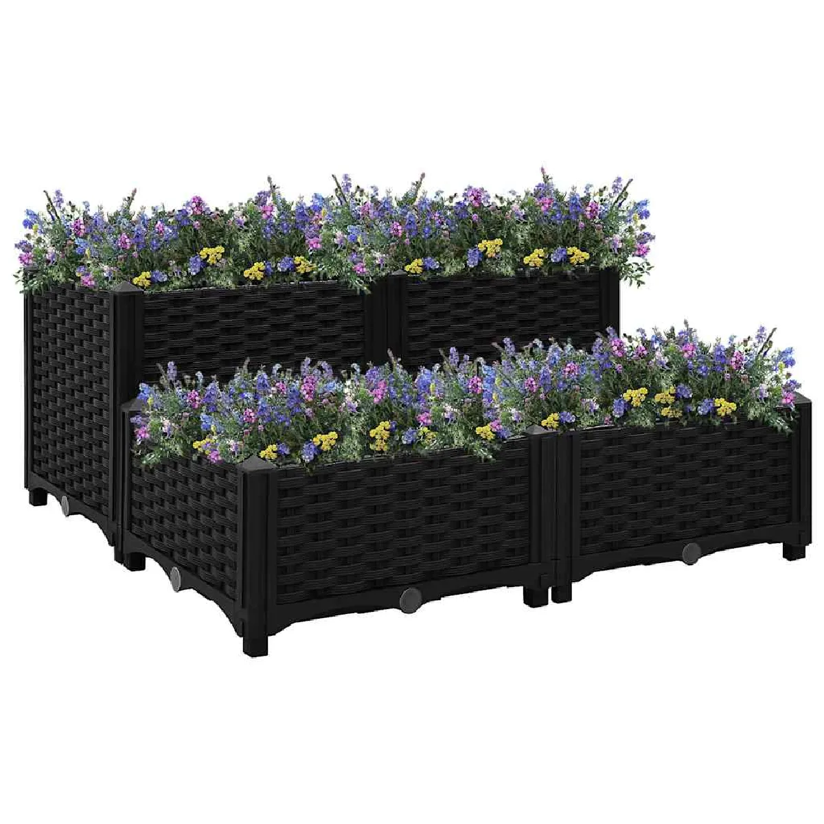 vidaXL - Carré potager surélevé - 80x80x38 cm - Noir - Image 2