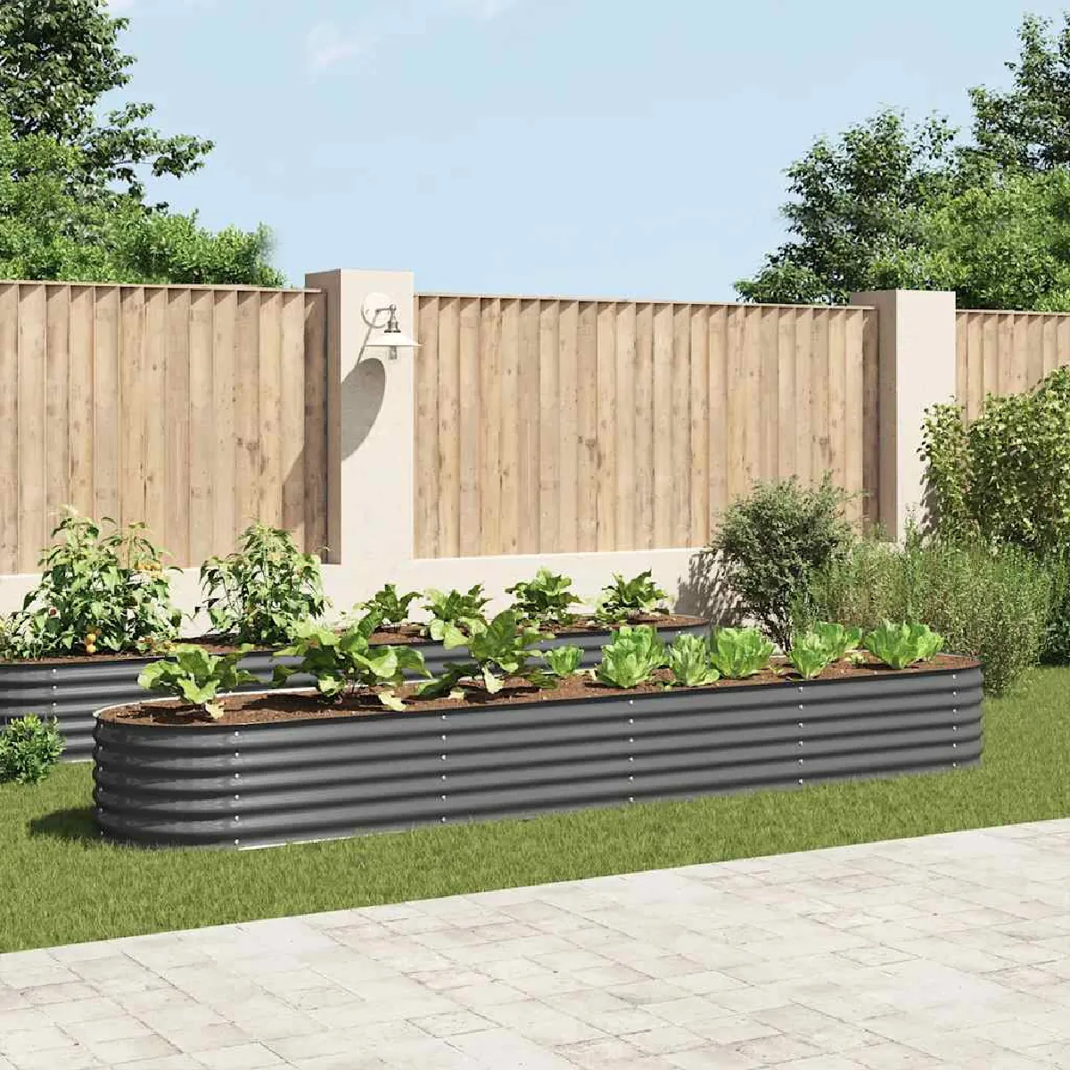 Jardinière vidaXL 400x80x44 cm Acier galvanisé Rectangulaire - vue 2
