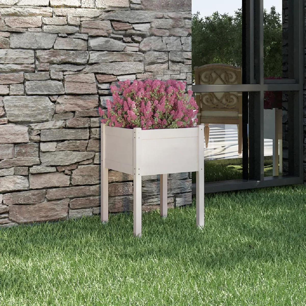 Vidaxl Blanc Jardinière 50X50x70 Cm Bois De Pin Massif - Image 3