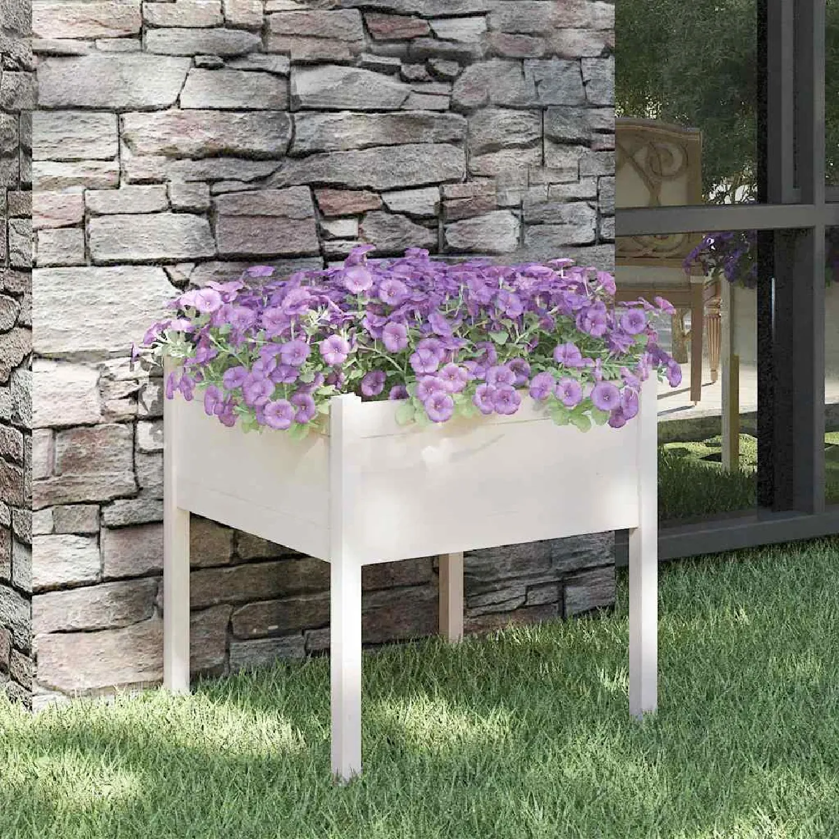 Vidaxl Blanc Jardinière D'extérieur 70 X 70 X 70 Cm Bois De Pin Massif - Image 2