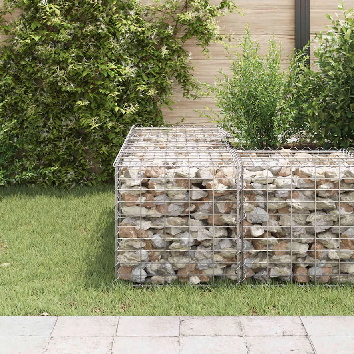 vidaXL Lit Surélevé Cube à Gabion Jardinière Surélevée de Fleurs Plantes Panier à Pierres Jardin Terrasse Extérieur Fil 145650 - vue 2