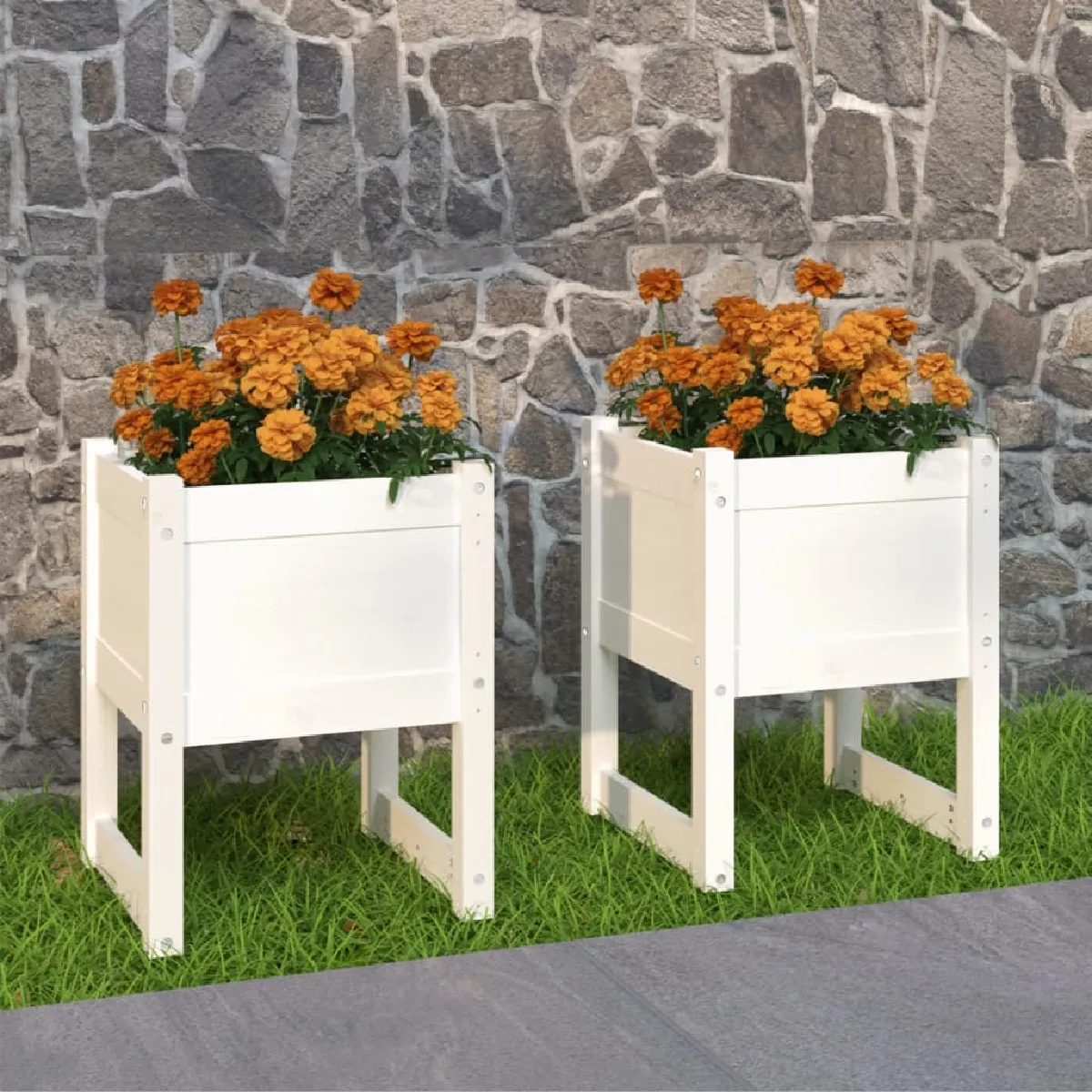 Vidaxl Blanc Jardinières 2 Pcs Bois Massif De Pin