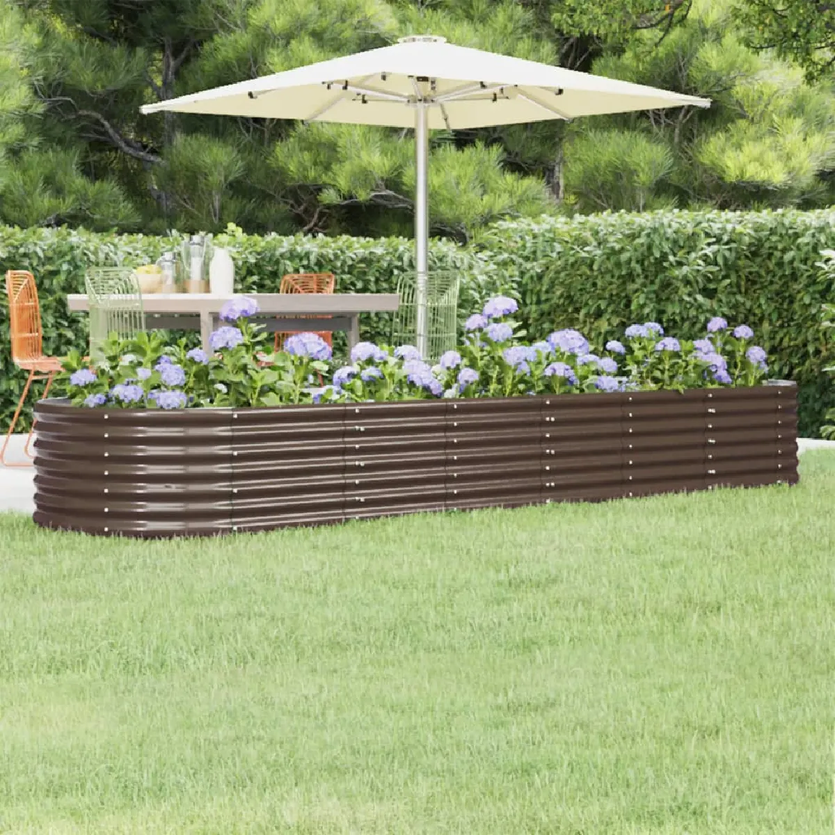 Vidaxl Lit surélevé de jardin Acier Marron - vue 2