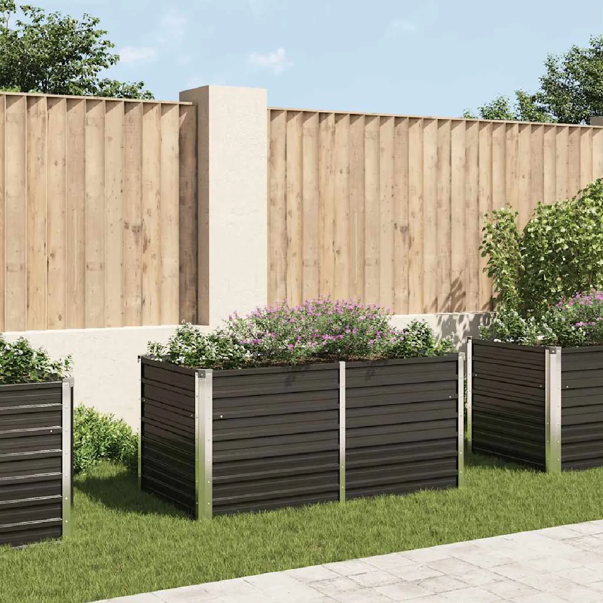 Vidaxl Gris Jardinière Surélevée Anthracite 160X80x77 Cm Acier Galvanisé - Image 2