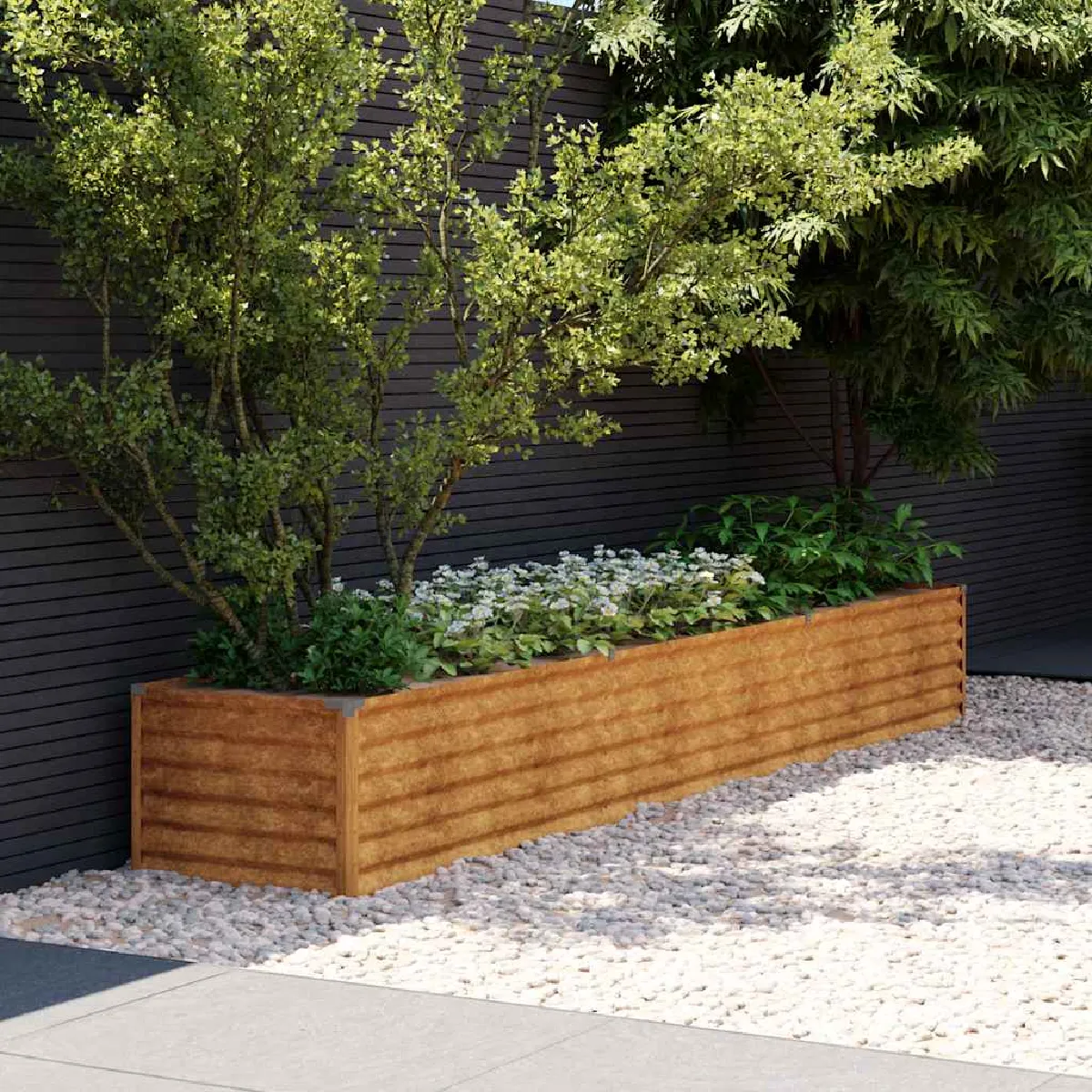vidaXL Lit surélevé - Acier corten 291x50x36 cm