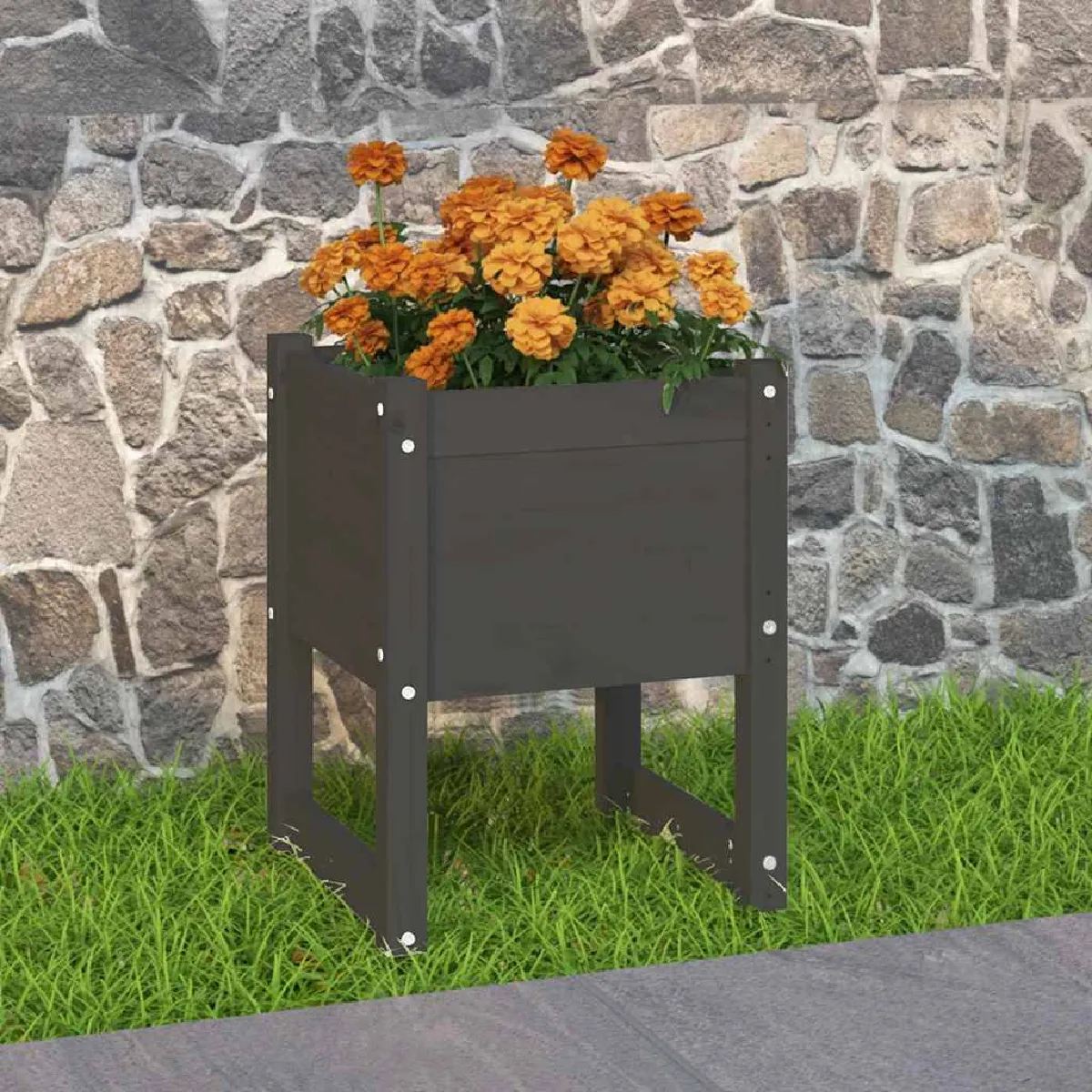Non Communiqué Gris Vidaxl Jardinière 40X40x52,5 Cm Bois Massif De Pin - Image 3