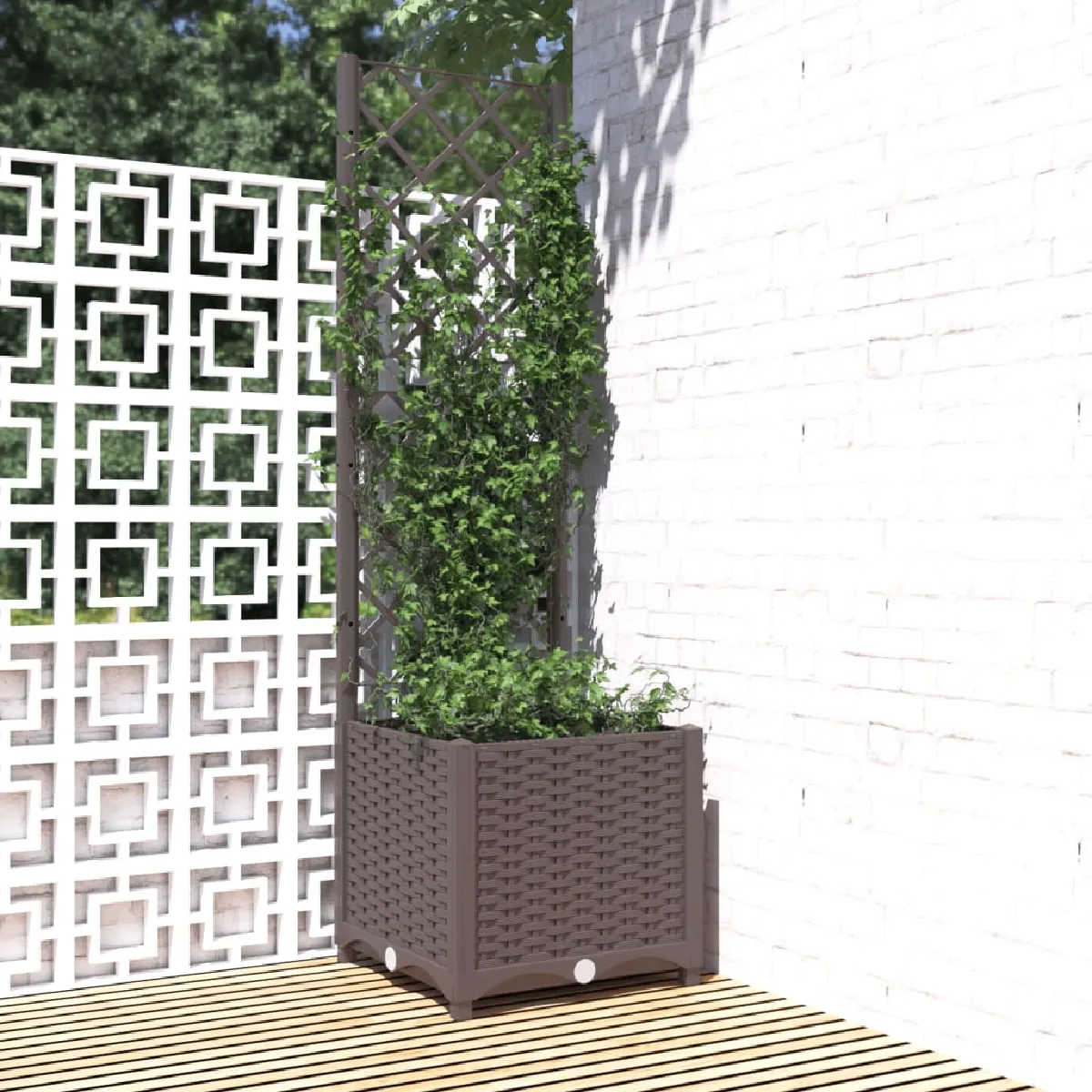 Vidaxl Jardinière avec treillis Marron - vue 2