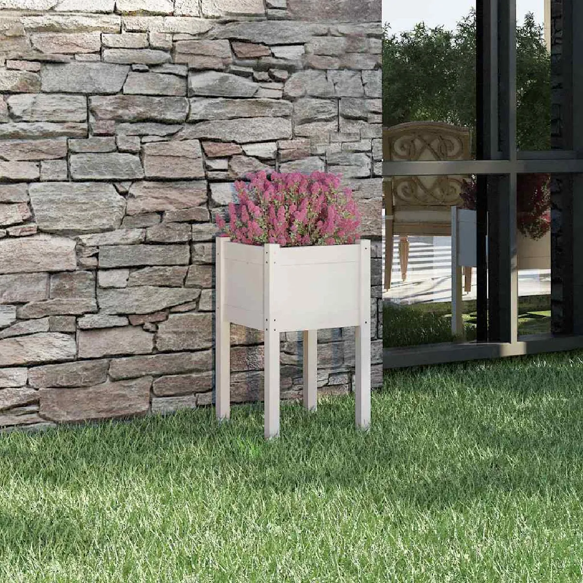 Non Communiqué Blanc Vidaxl Jardinière D'extérieur 40X40x70 Cm Bois De Pin Massif - Image 3