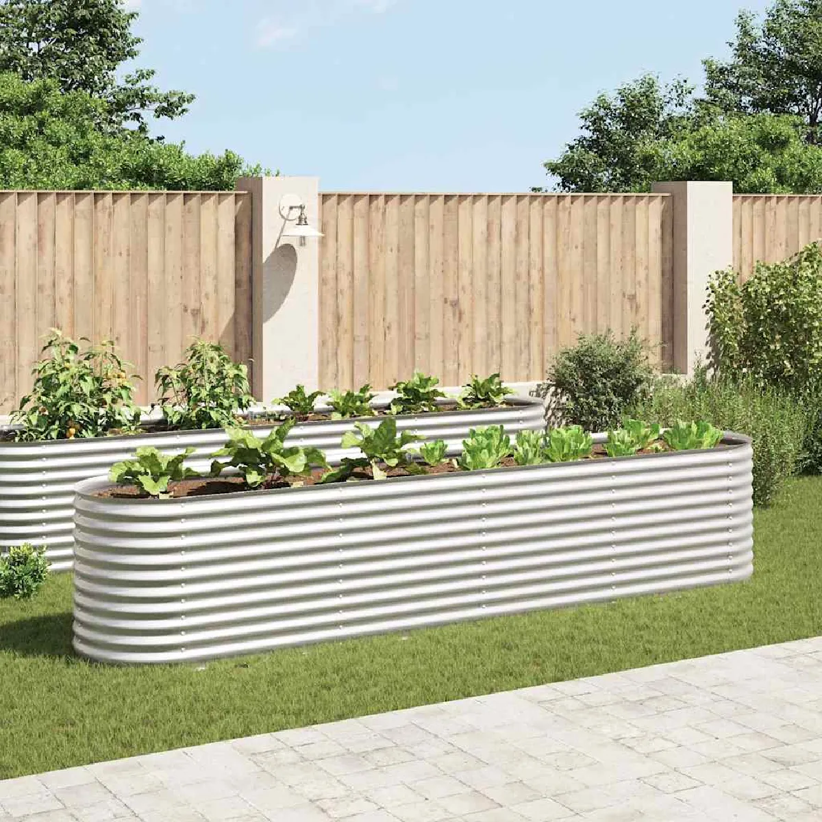 Jardinière vidaXL 400x80x81 cm Acier galvanisé Rectangulaire - vue 3