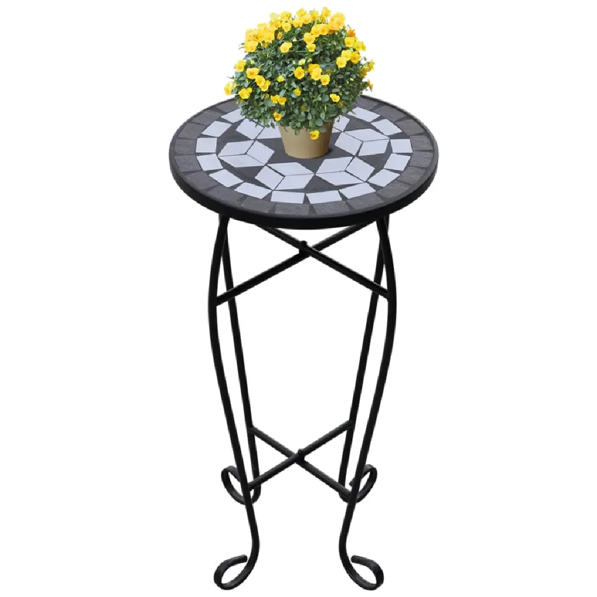 Table d'appoint vidaXL Mosaïque Noir et blanc