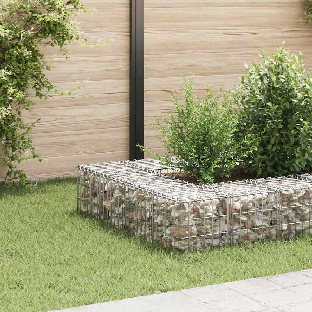 vidaXL Lit Surélevé Cube à Gabion Jardinière Surélevée de Fleurs Plantes Panier à Pierres Jardin Terrasse Extérieur Fil 145648 - vue 2