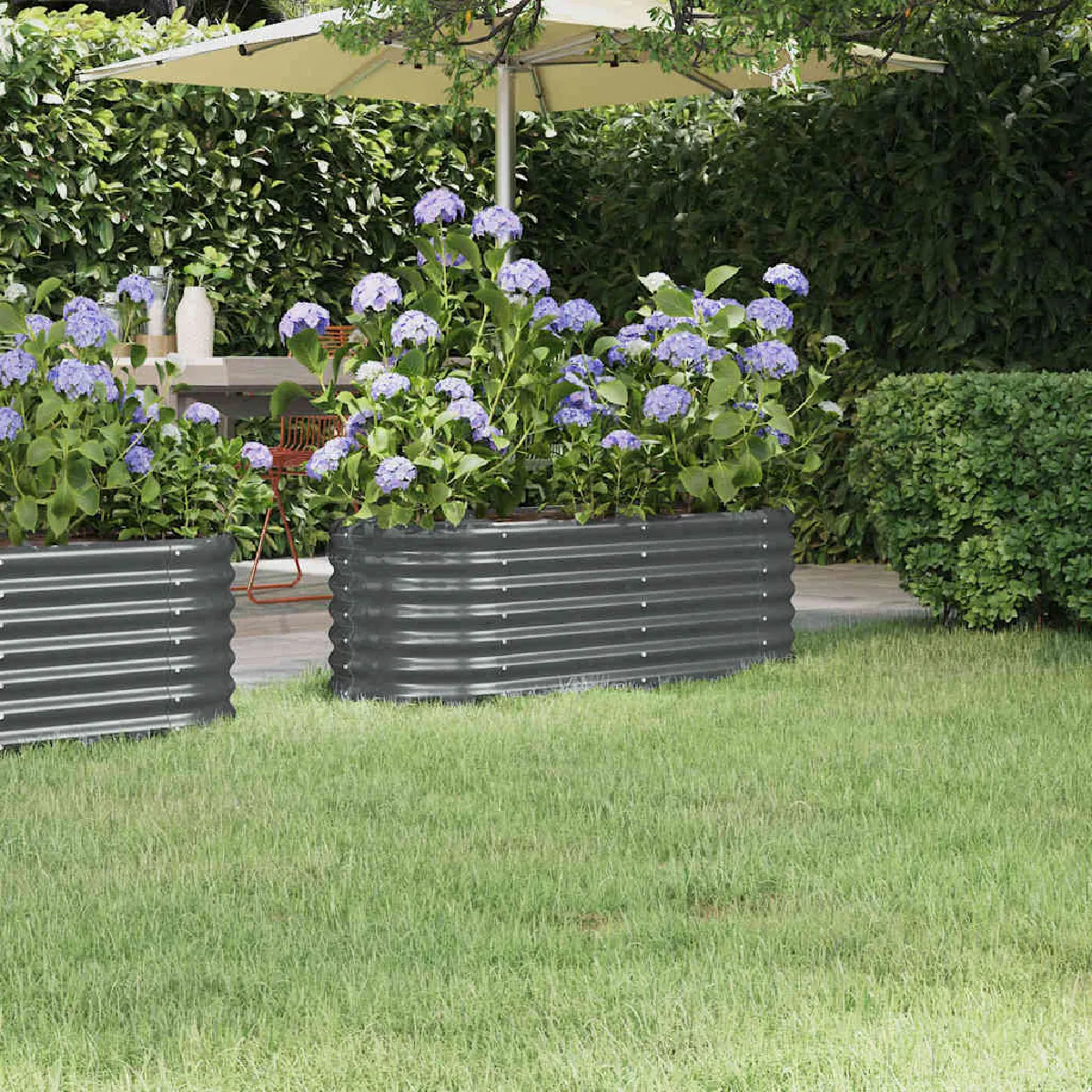 Vidaxl Gris Lit Surélevé De Jardin Acier Enduit De Poudre Anthracite - Image 2
