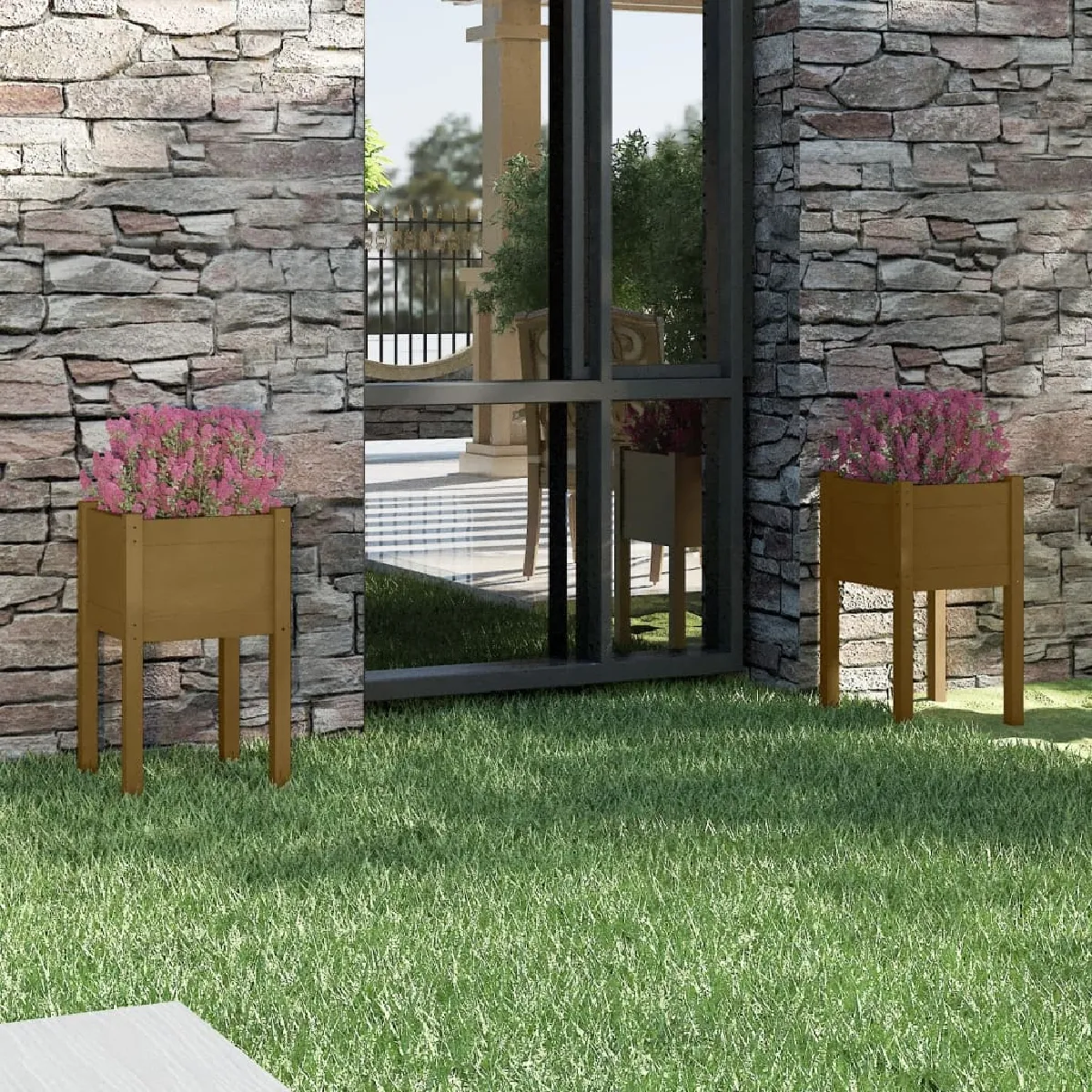 Vidaxl Marron Jardinières 2 Pcs 40X40x70 Cm Miel