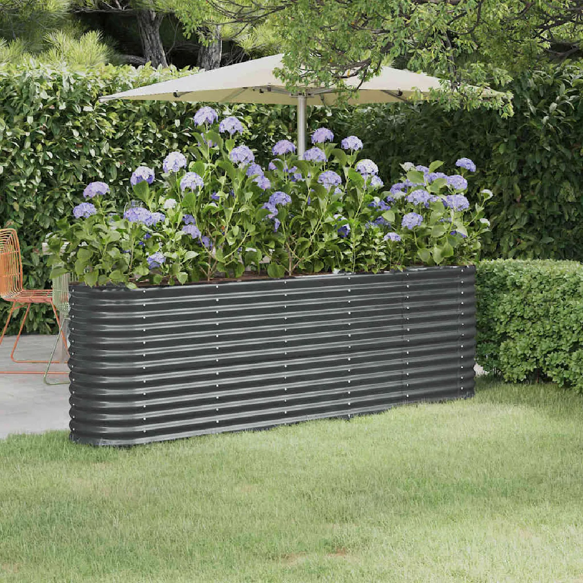 Non Communiqué Gris Lit Surélevé De Jardin Acier Enduit De Poudre Anthracite - Image 3