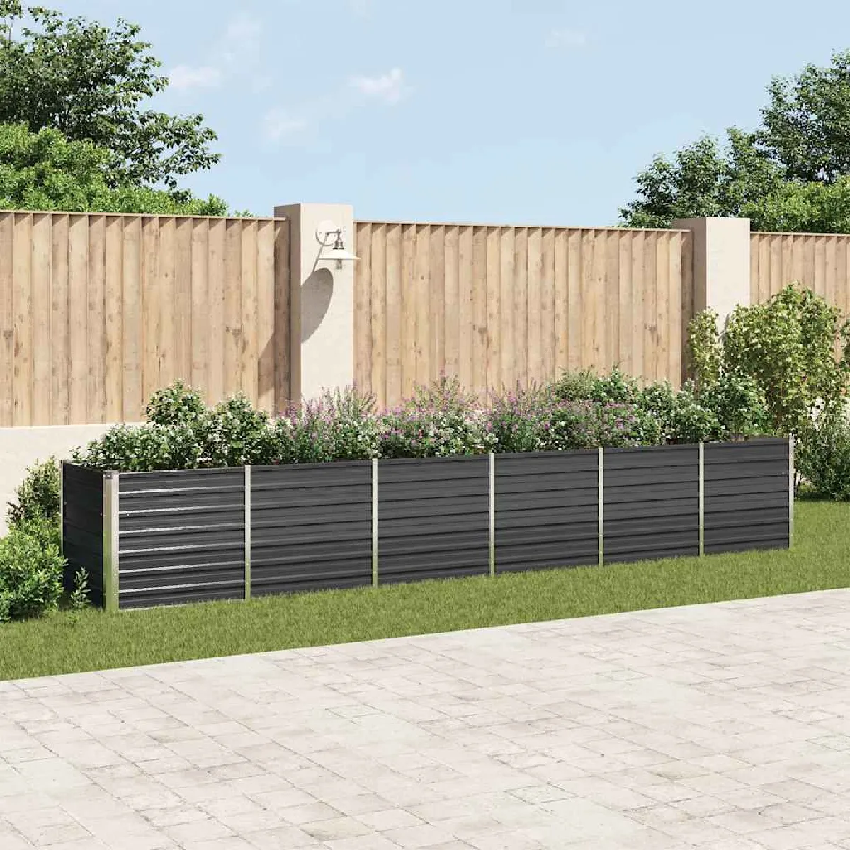 vidaXL - Carré potager surélevé - Acier galvanisé - 480x80x77 cm - Anthracite - Image 3