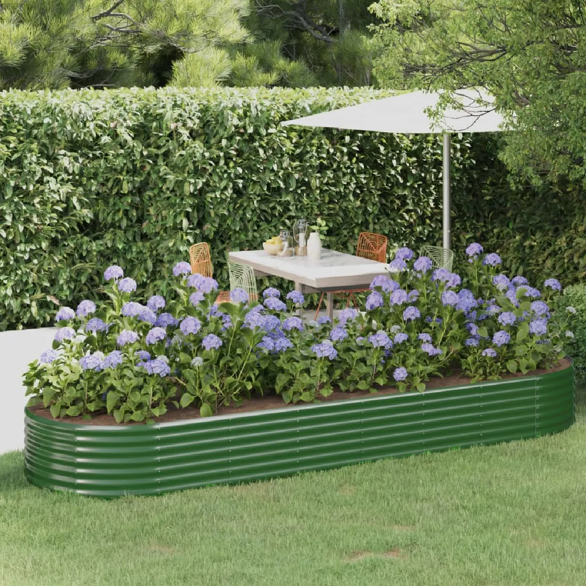 vidaXL Lit surélevé de jardin Acier enduit de 322x100x36 cm - vue 2