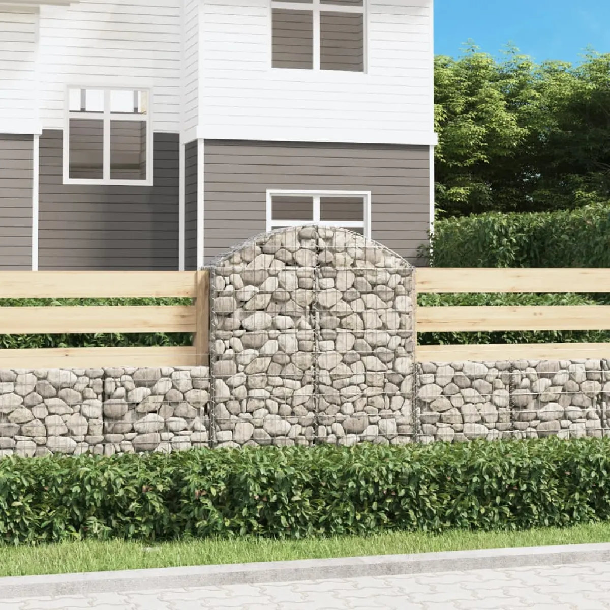 vidaXL Panier de Gabions Arqué Cage à Gabion Mur de Gabion Panier à Pierre Gabion pour Pierre Jardin Patio Extérieur 153426 - vue 3
