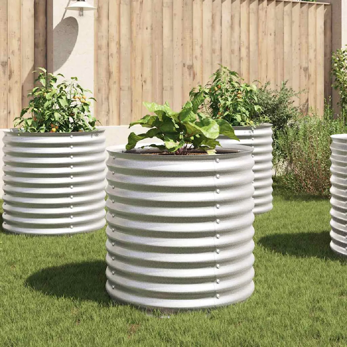 Vidaxl Jardinière - 80x80x81 cm - Acier galvanisé - Argenté - Carré