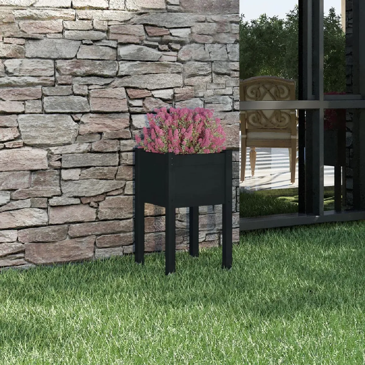 Vidaxl Jardinière dextérieur Noir 40x40x70 cm Bois de pin massif