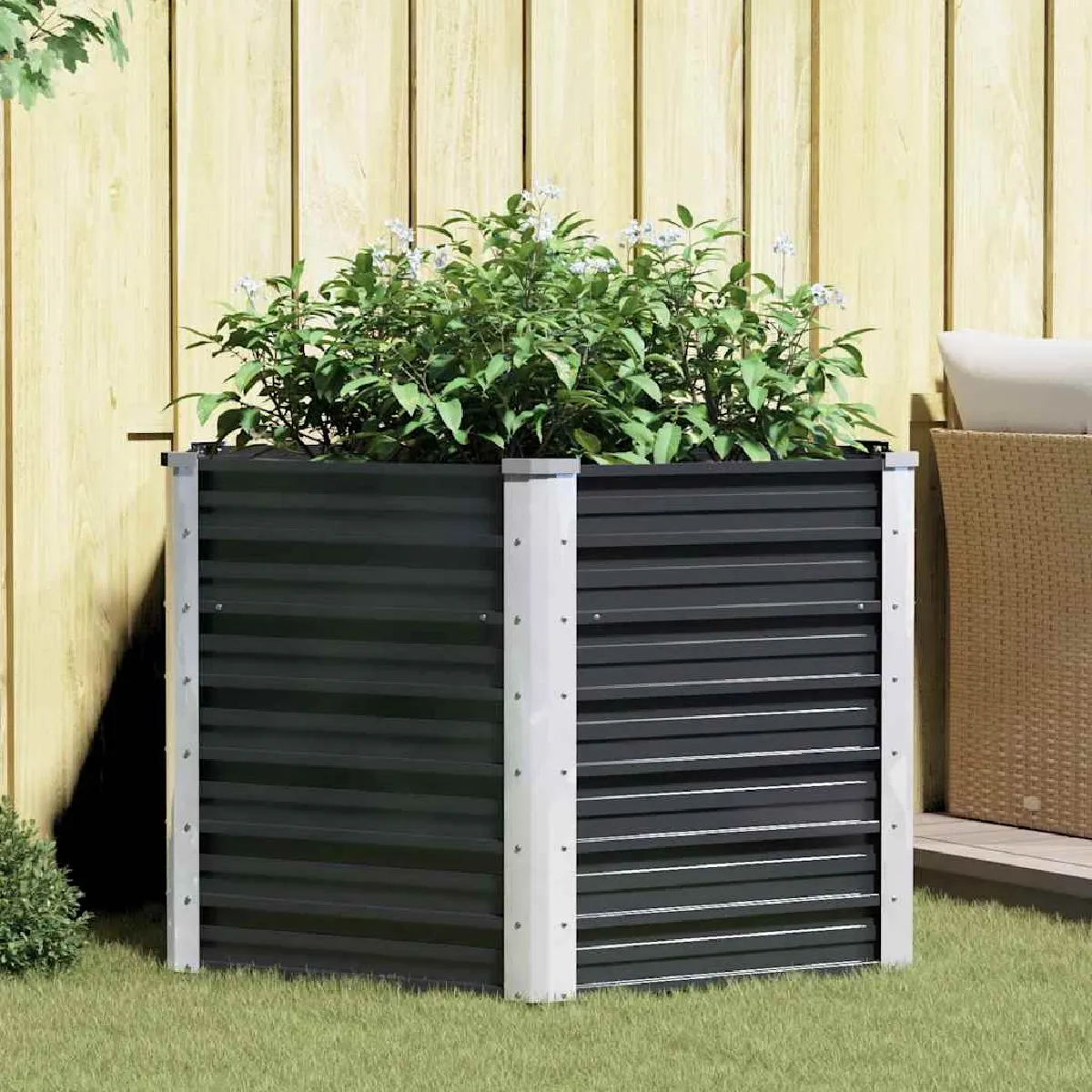 Vidaxl Gris Lit Surélevé De Jardin Anthracite 129X129x77 Cm Acier Galvanisé - Image 2
