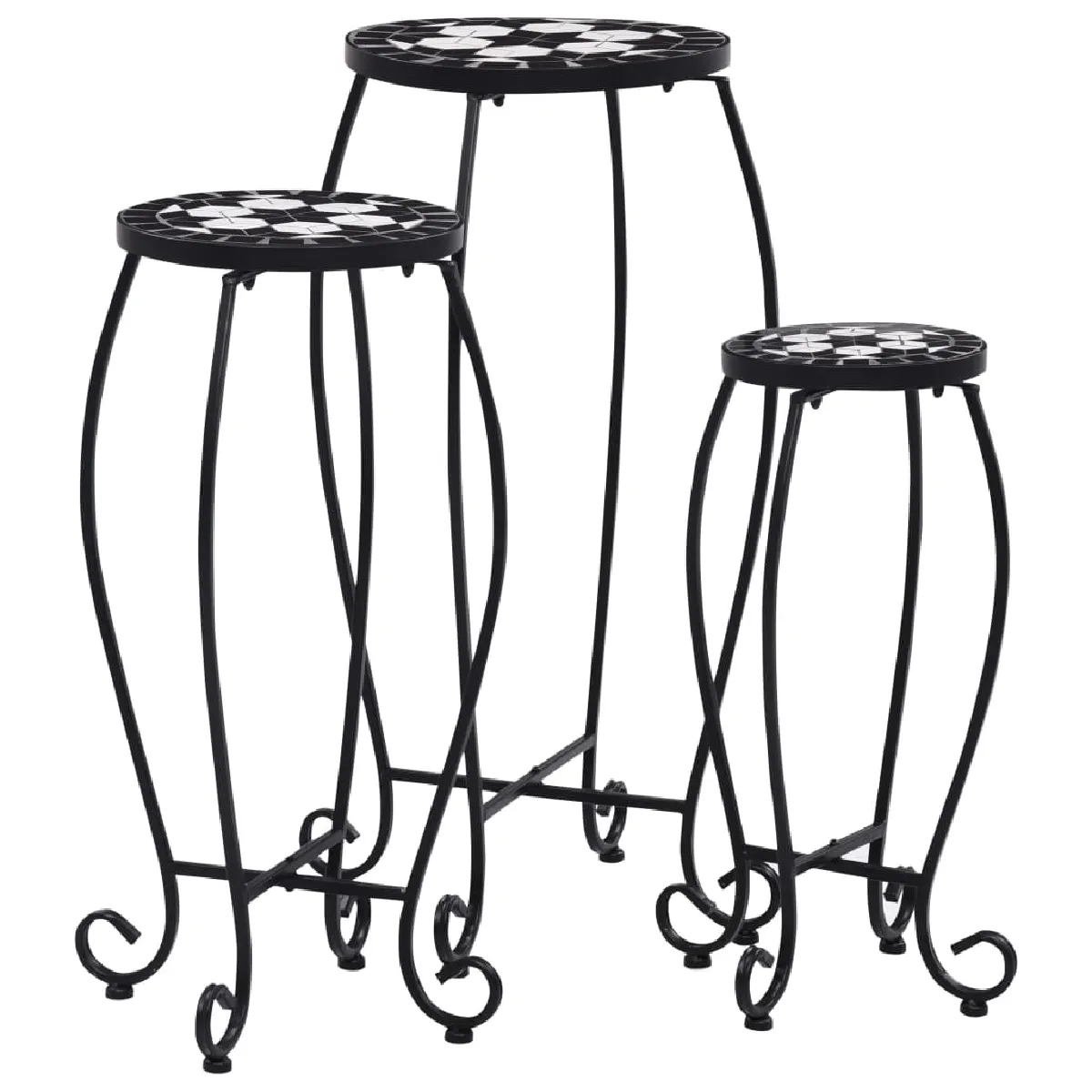 Vidaxl Noir Tables Mosaïque 3 Pcs Et Blanc Céramique 46703 - Image 3