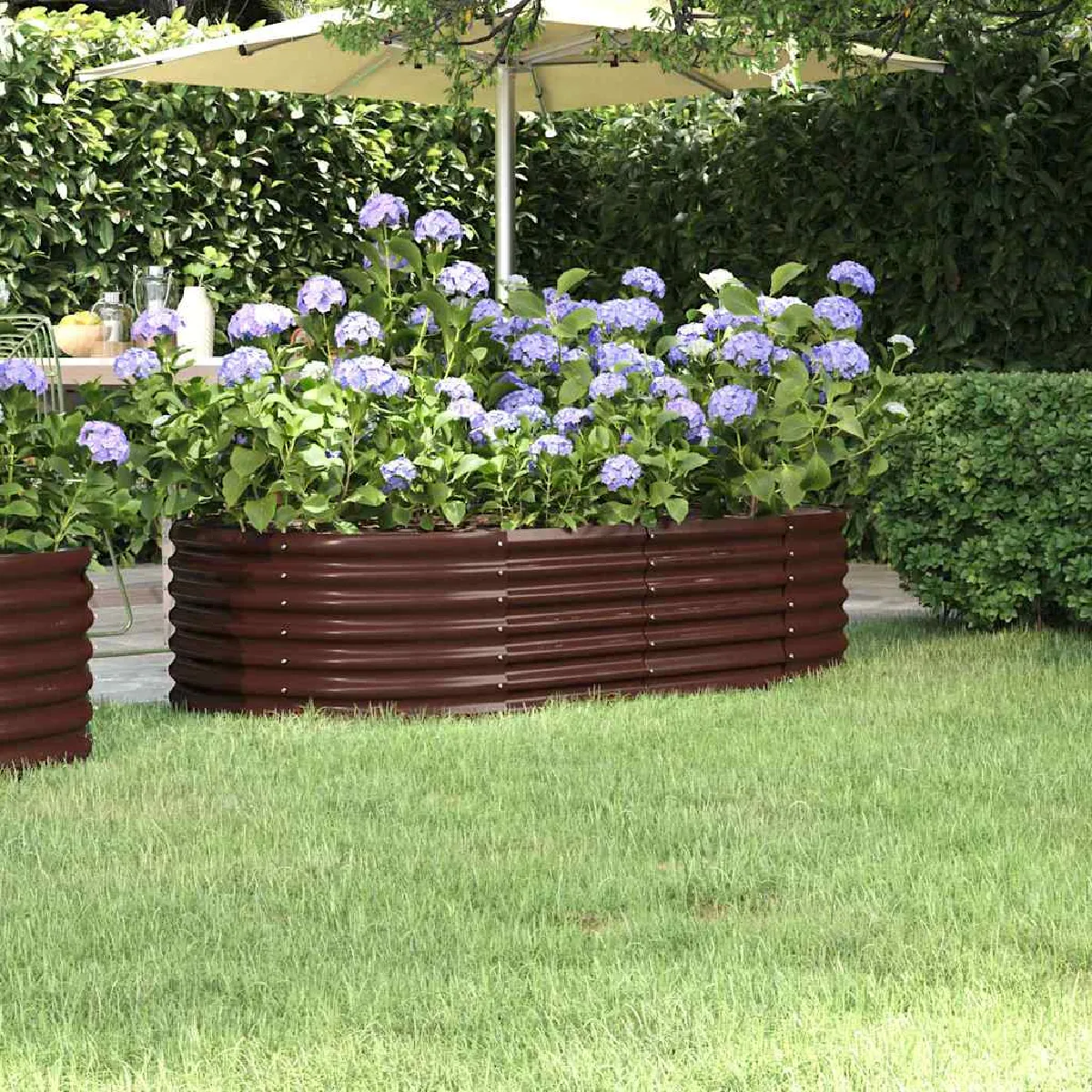 Non Communiqué Or Lit Surélevé De Jardin Acier Enduit De Poudre Marron - Image 3