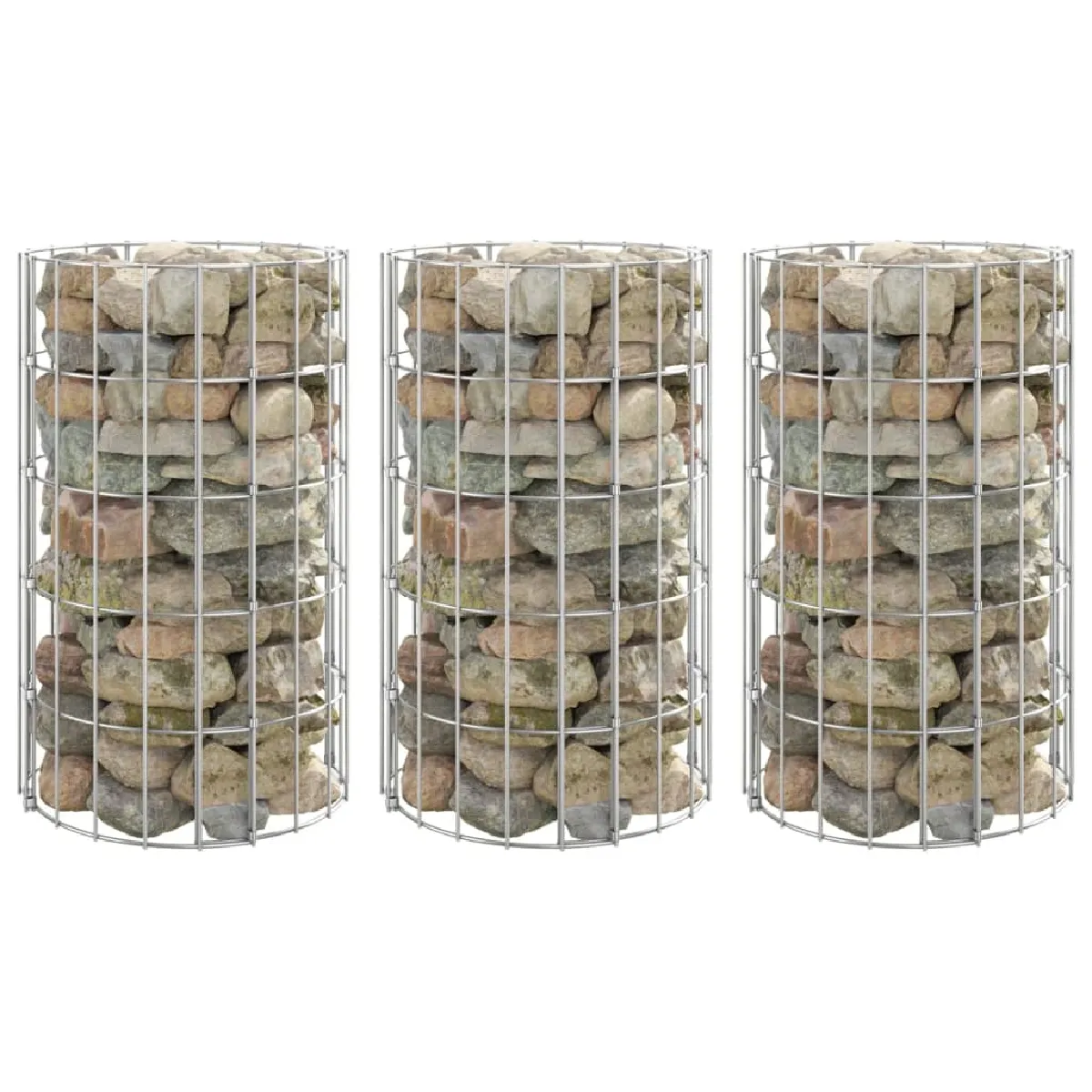 vidaXL Lit Surélevé Gabion Circulaire 3 Pcs - vue 2