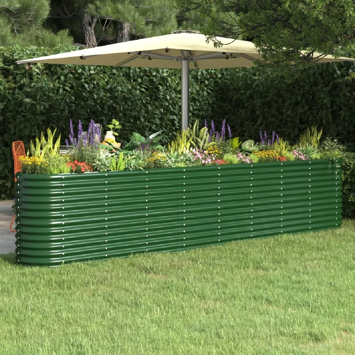 vidaXL Lit Surélevé de Jardin Pot à Fleurs Boîte à Plantes Lit Surélevé Patio Terrasse Extérieur Acier Enduit de 318908 - vue 3
