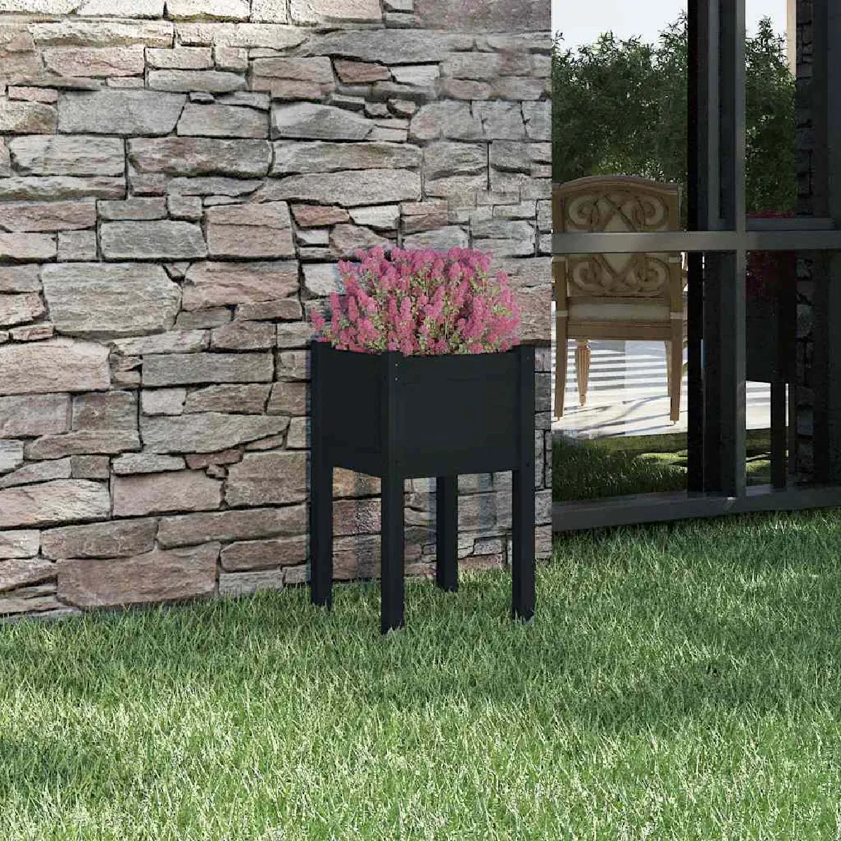 Non Communiqué Noir Vidaxl Jardinière D'extérieur 40X40x70 Cm Bois De Pin Massif - Image 2