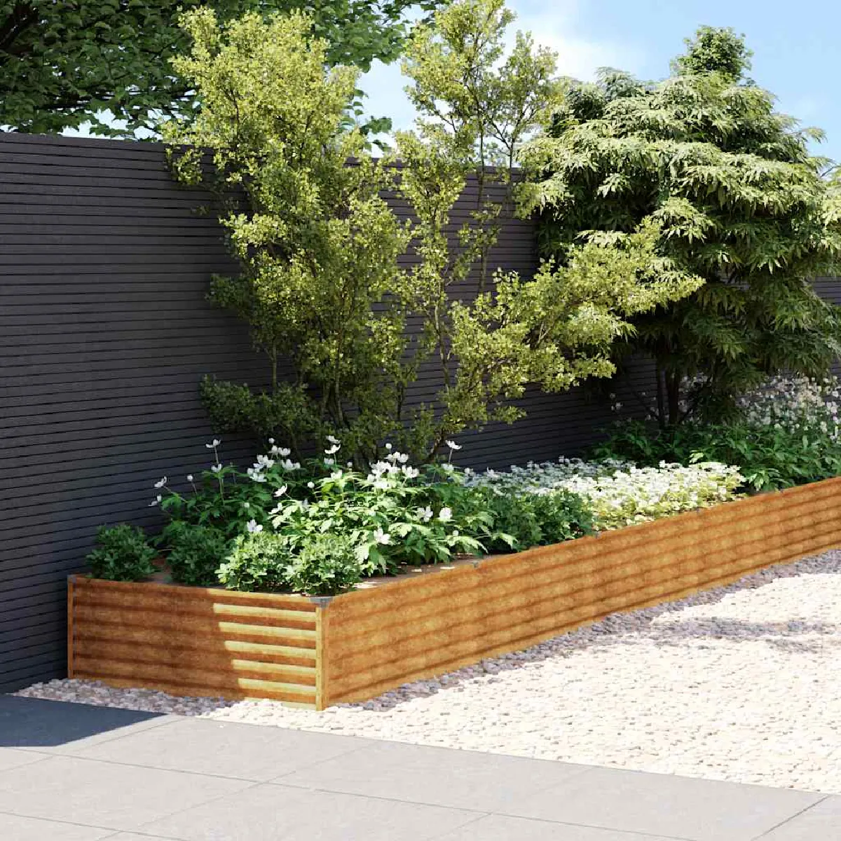 vidaXL Lit surélevé de jardin Acier corten 579x100x36 cm - vue 2