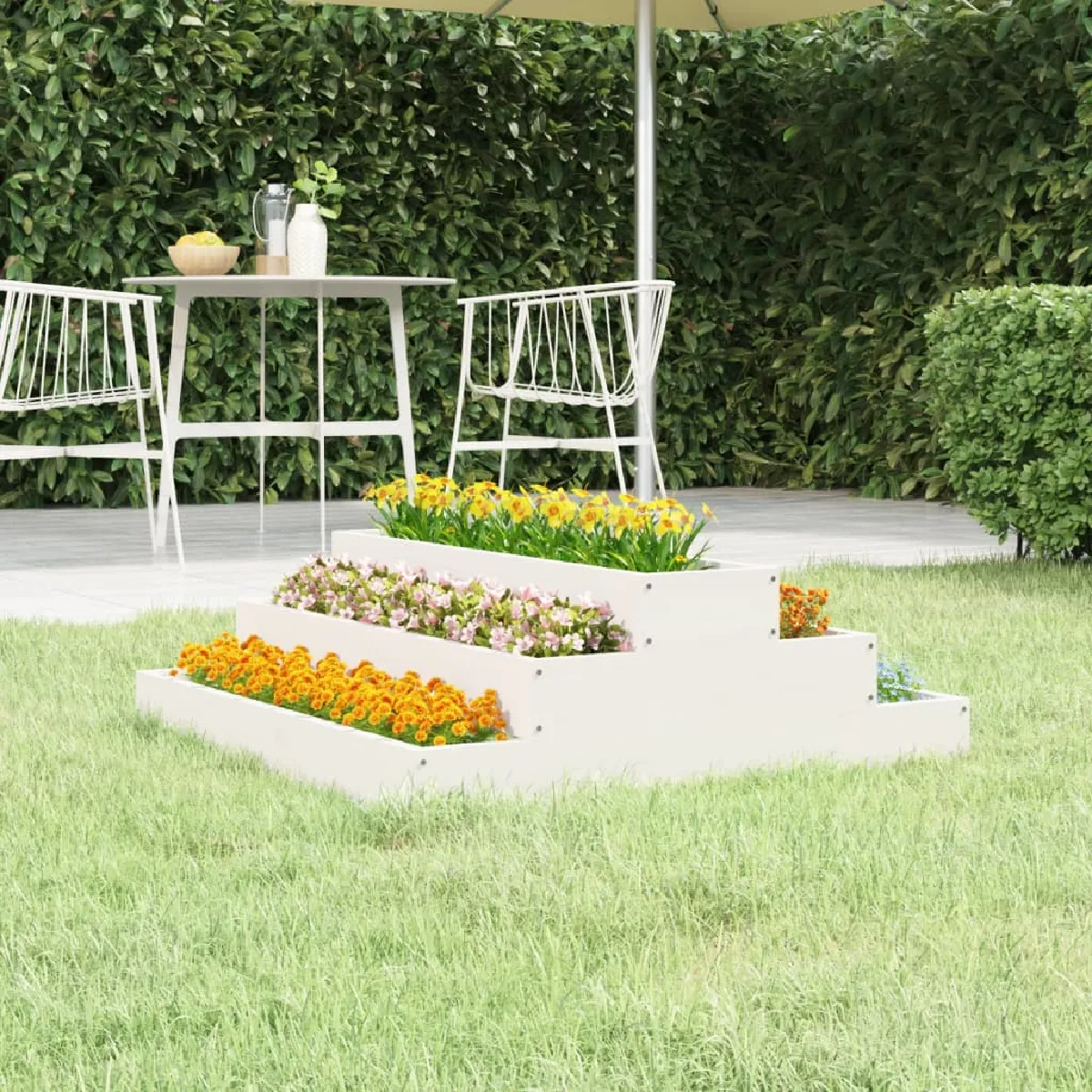 vidaXL Jardinière Bois de Pin - Blanc