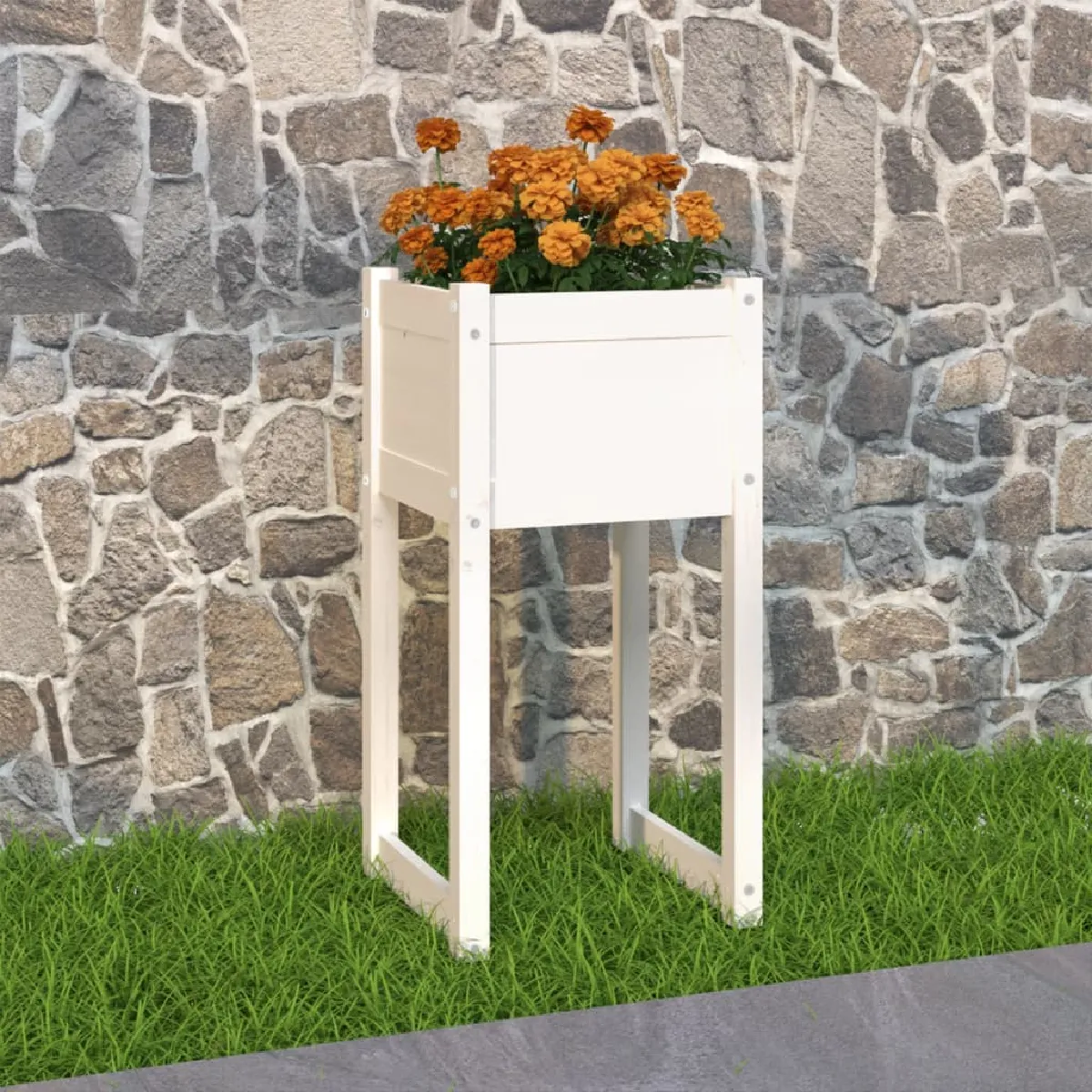 vidaXL Jardinière Bois de pin - Blanc