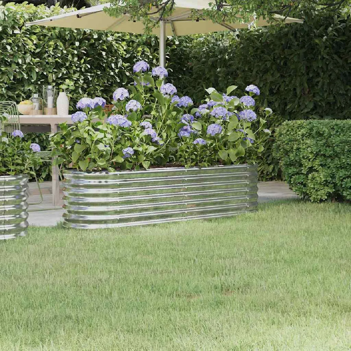 Non Communiqué Vert Lit Surélevé De Jardin Acier Enduit De Poudre Argenté - Image 2