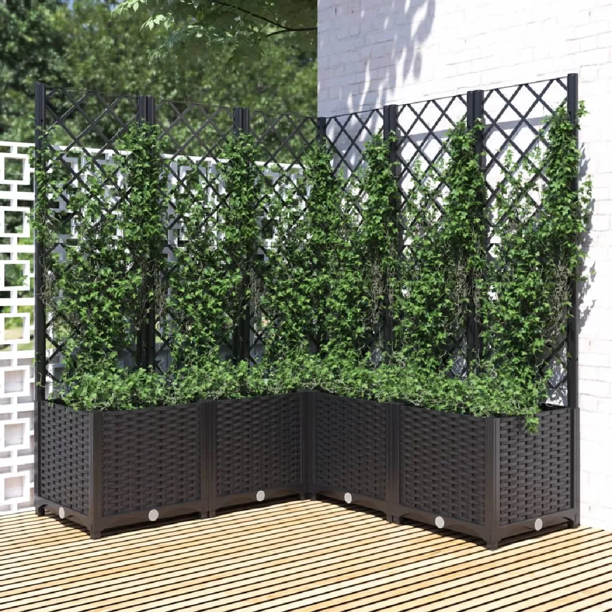 Vidaxl Jardinière avec treillis Blanc 120x120x136 cm PP 153288