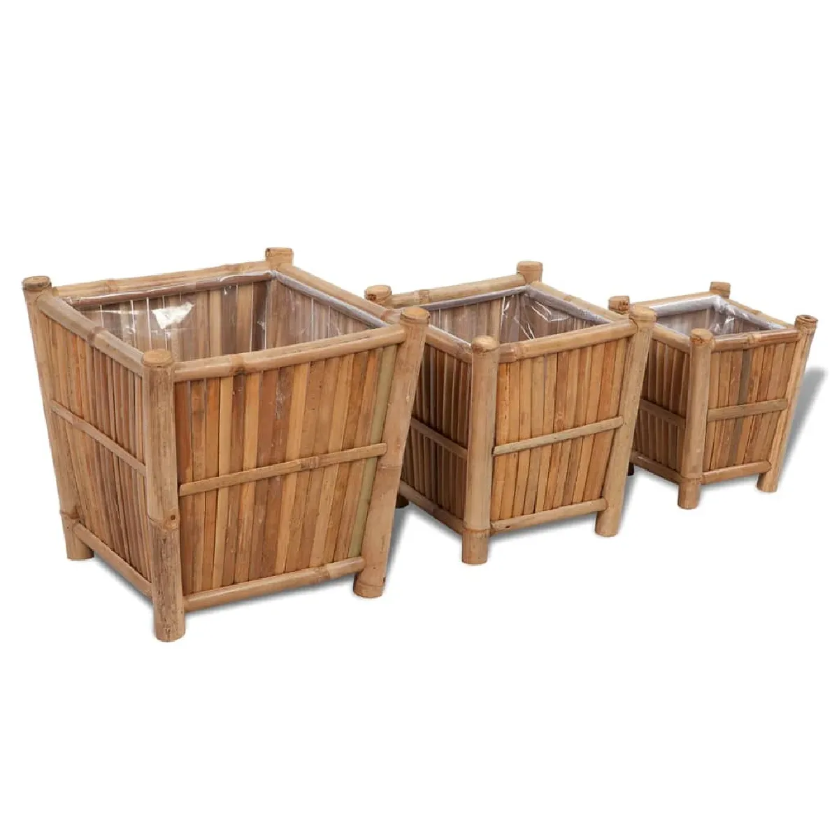VIDAXL - Ensemble de 3 Pots de Fleurs - Bambou - Carré - Image 3